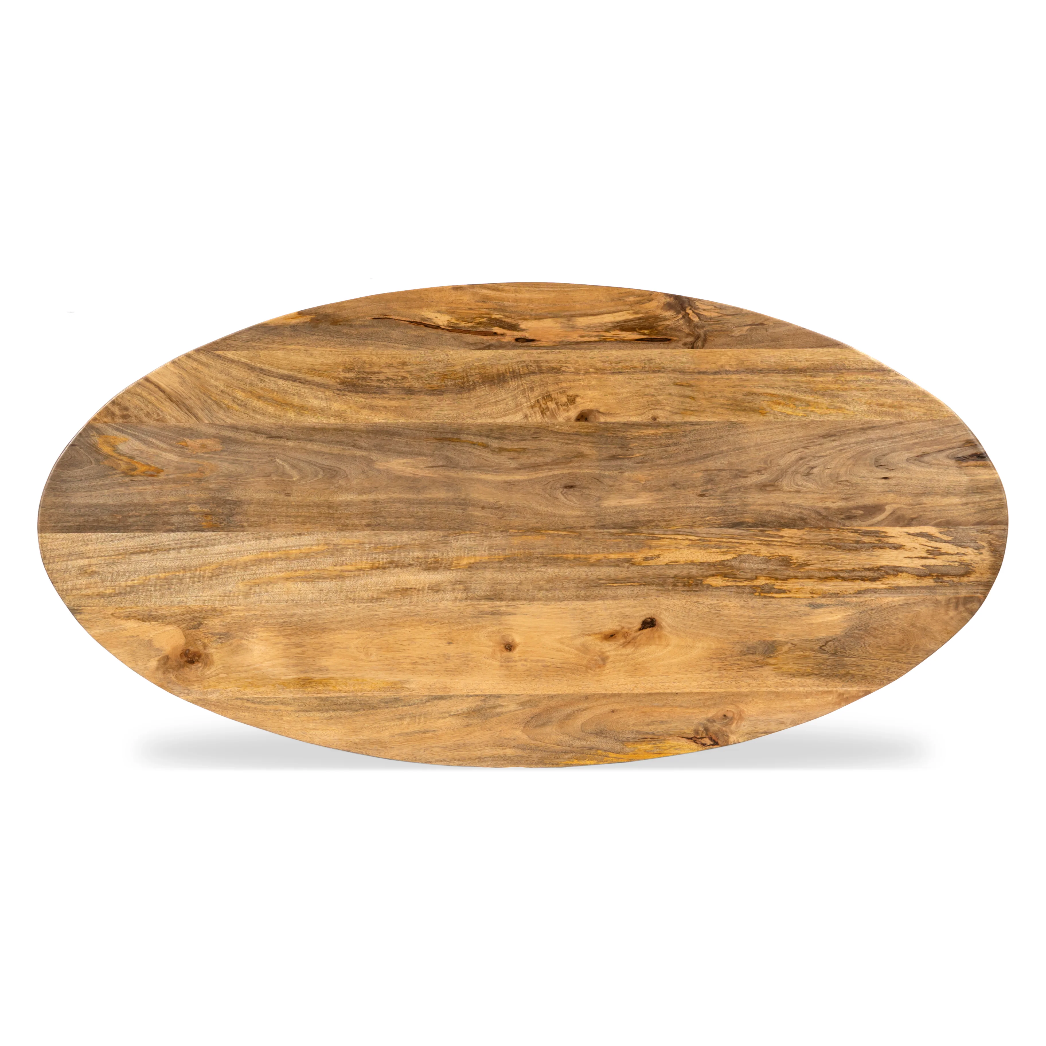 180cm Mango Wood Oval Dining Table, Black Metal Legs - Image 5