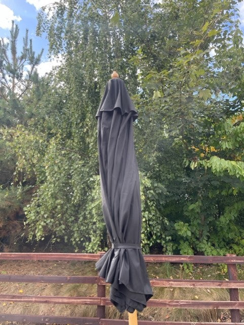 Premium 2.7m Solid Wood Parasol 48mm Pole (Black) - Image 4