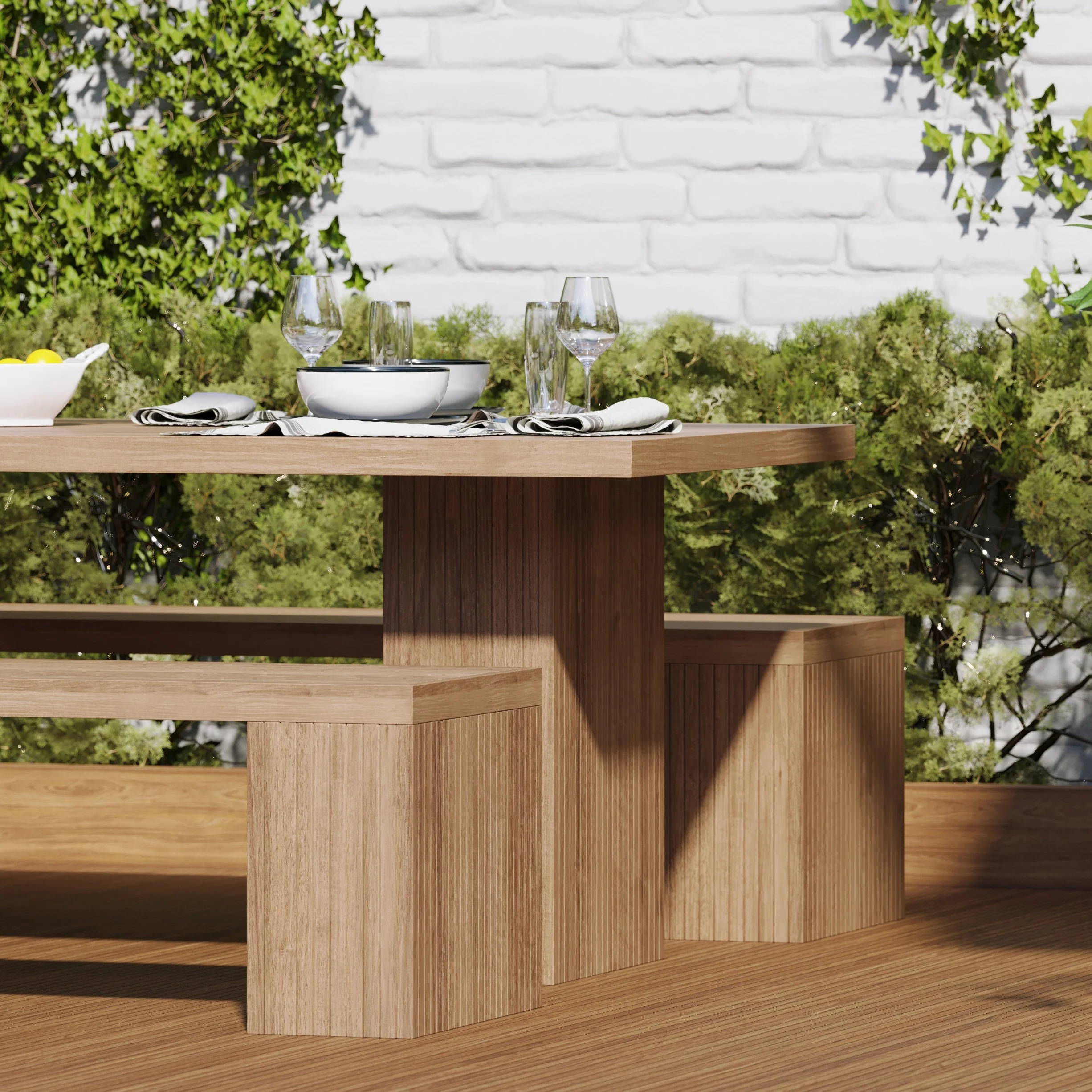 Belgravia Teak Bench Dining Set - Image 4
