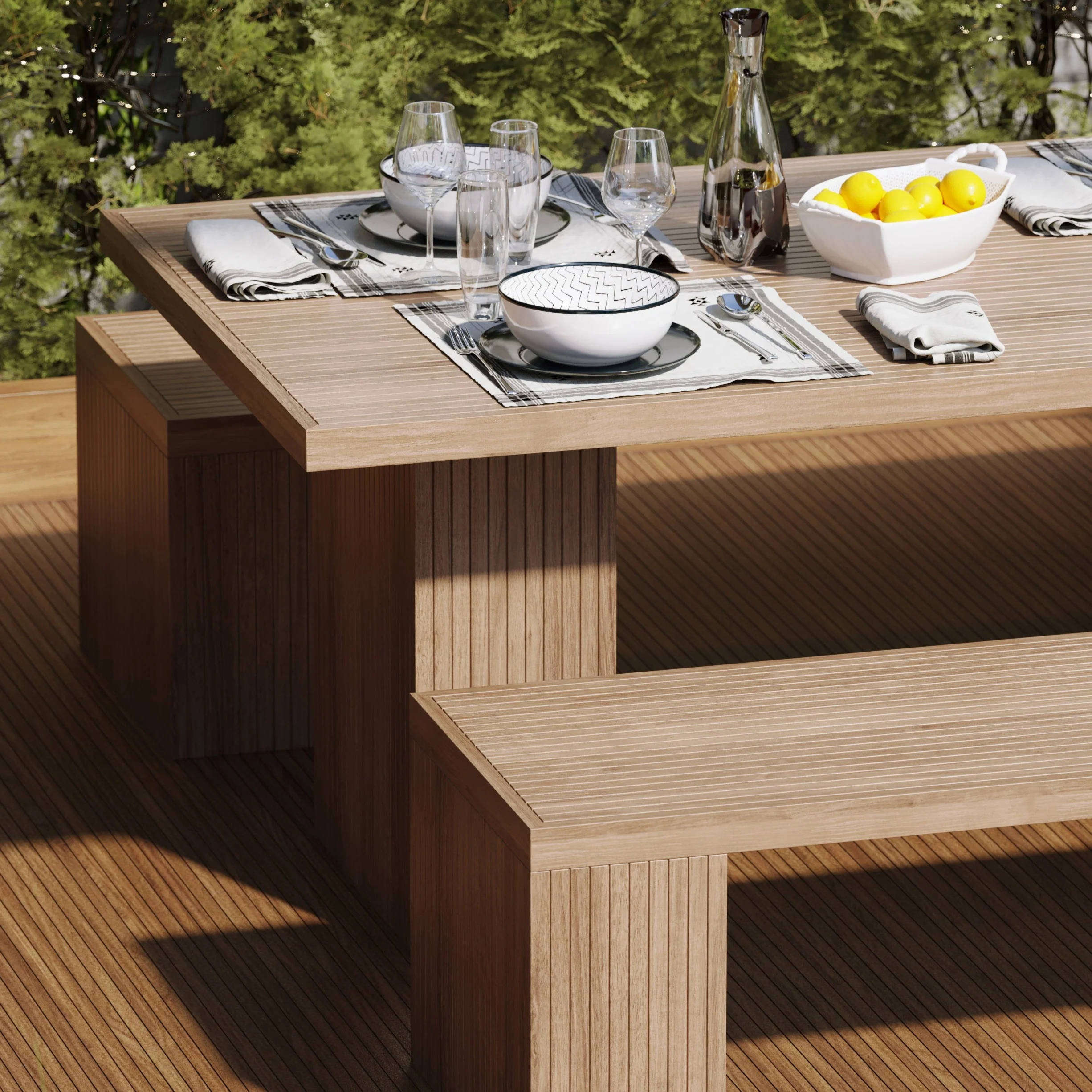 Belgravia Teak Bench Dining Set - Image 5