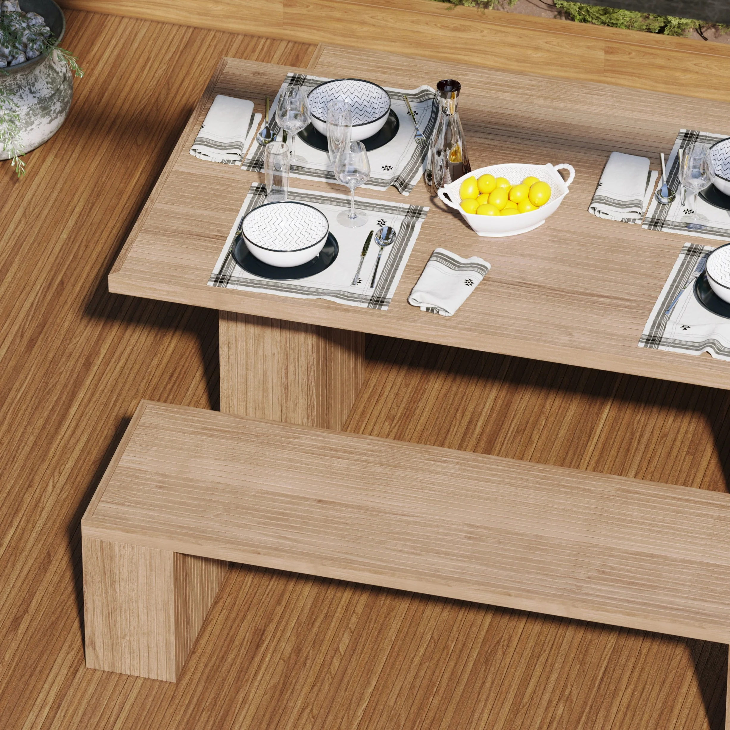 Belgravia Teak Bench Dining Set - Image 6