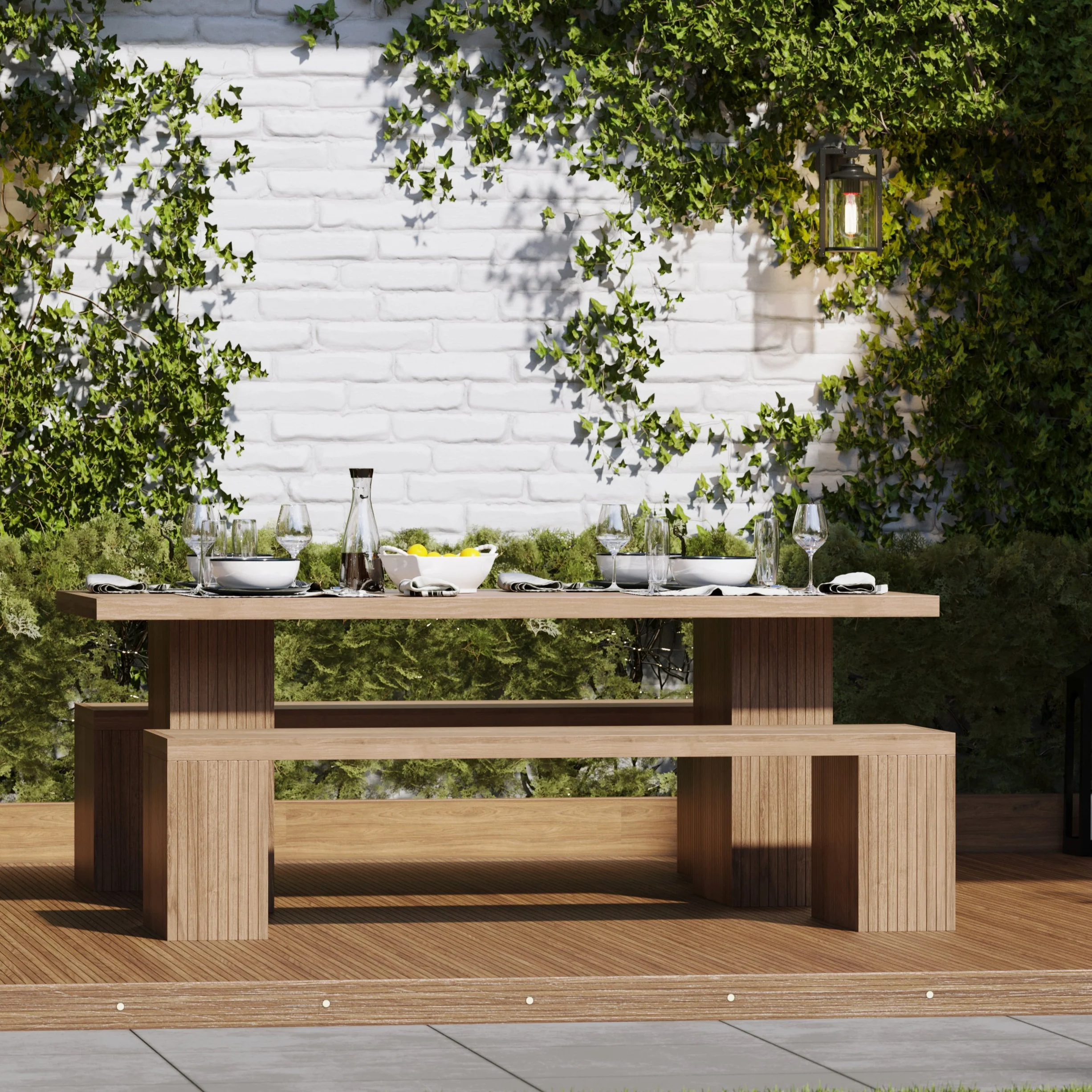 Belgravia Teak Bench Dining Set - Image 7