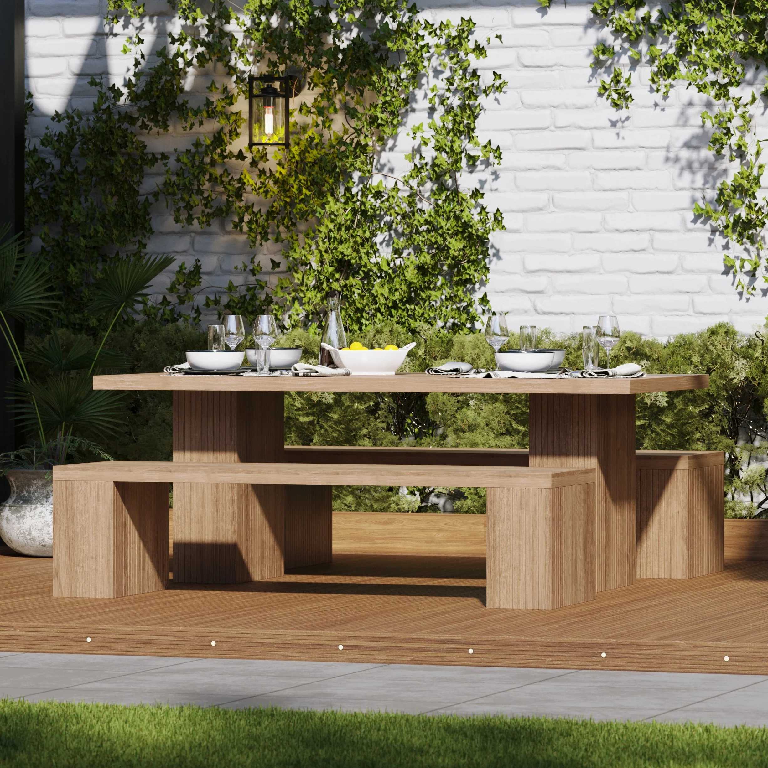 Belgravia Teak Bench Dining Set - Image 8