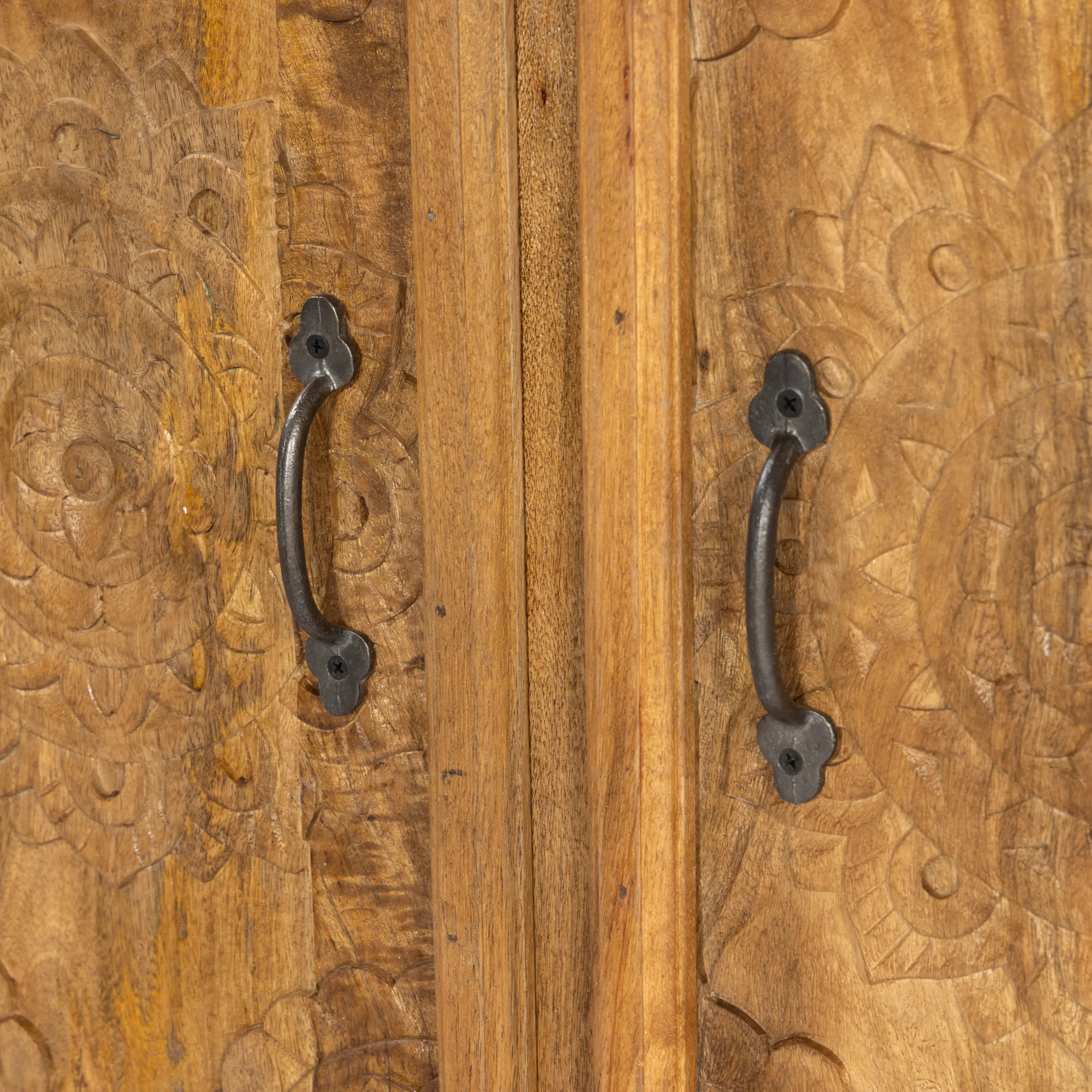 Handcrafted Natural Sideboard, Floral Carving, Medium Brown 150cm + 180cm - Image 10