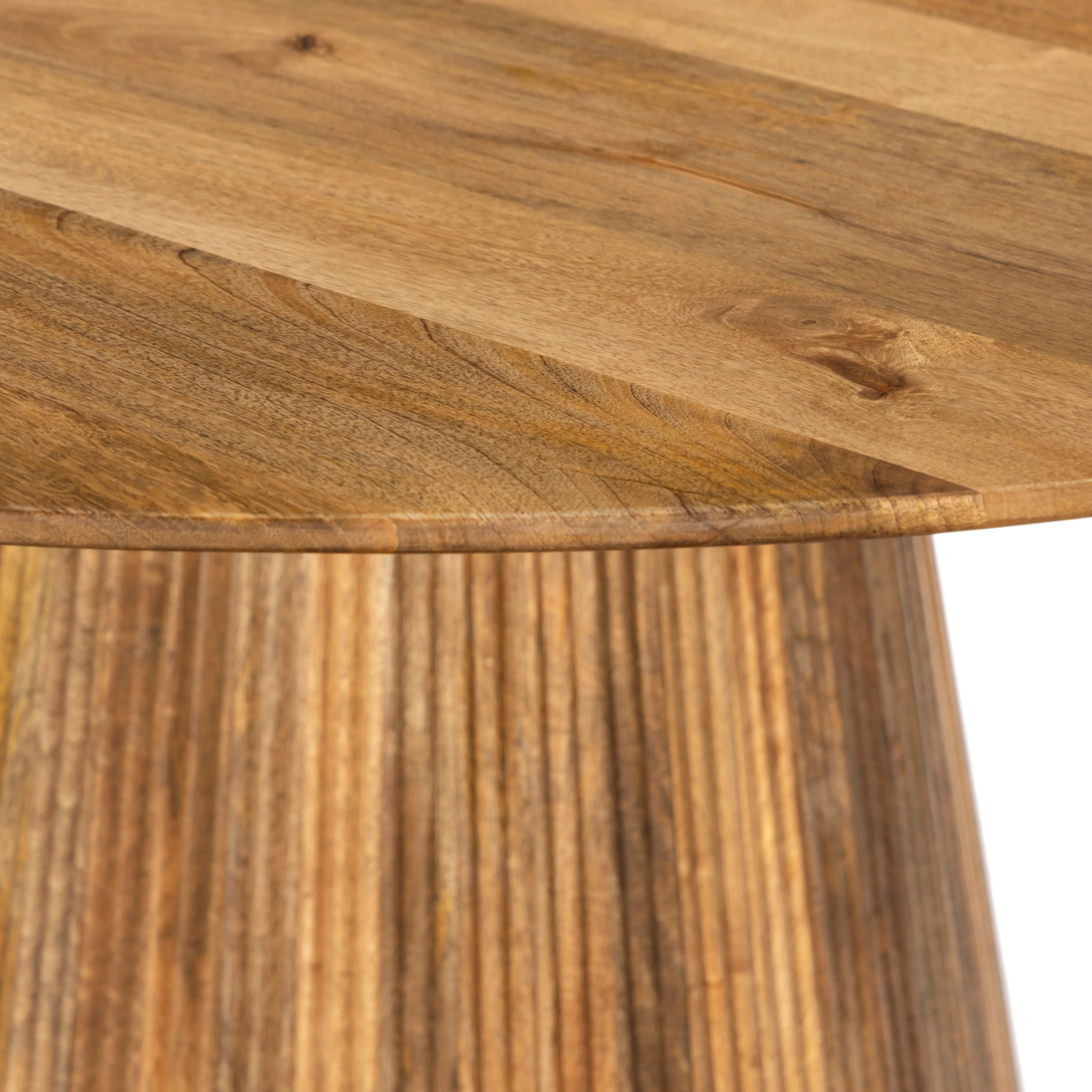 Solid Wood 150cm Round Dining Table, Fluted Base, Natural Finish - Image 4