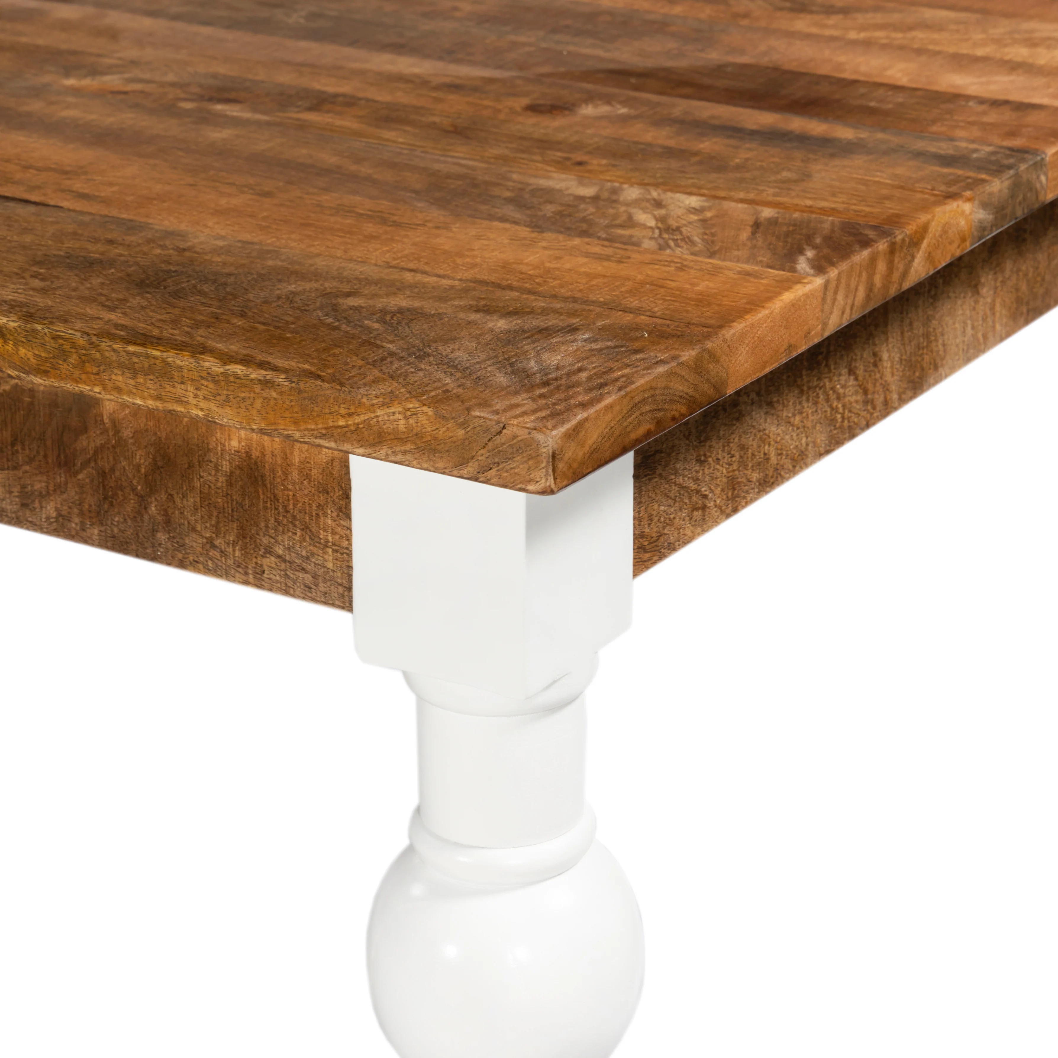 Solid Wood Rectangle Dining Table, Light brown, Ornate White Legs 180cm - Image 3