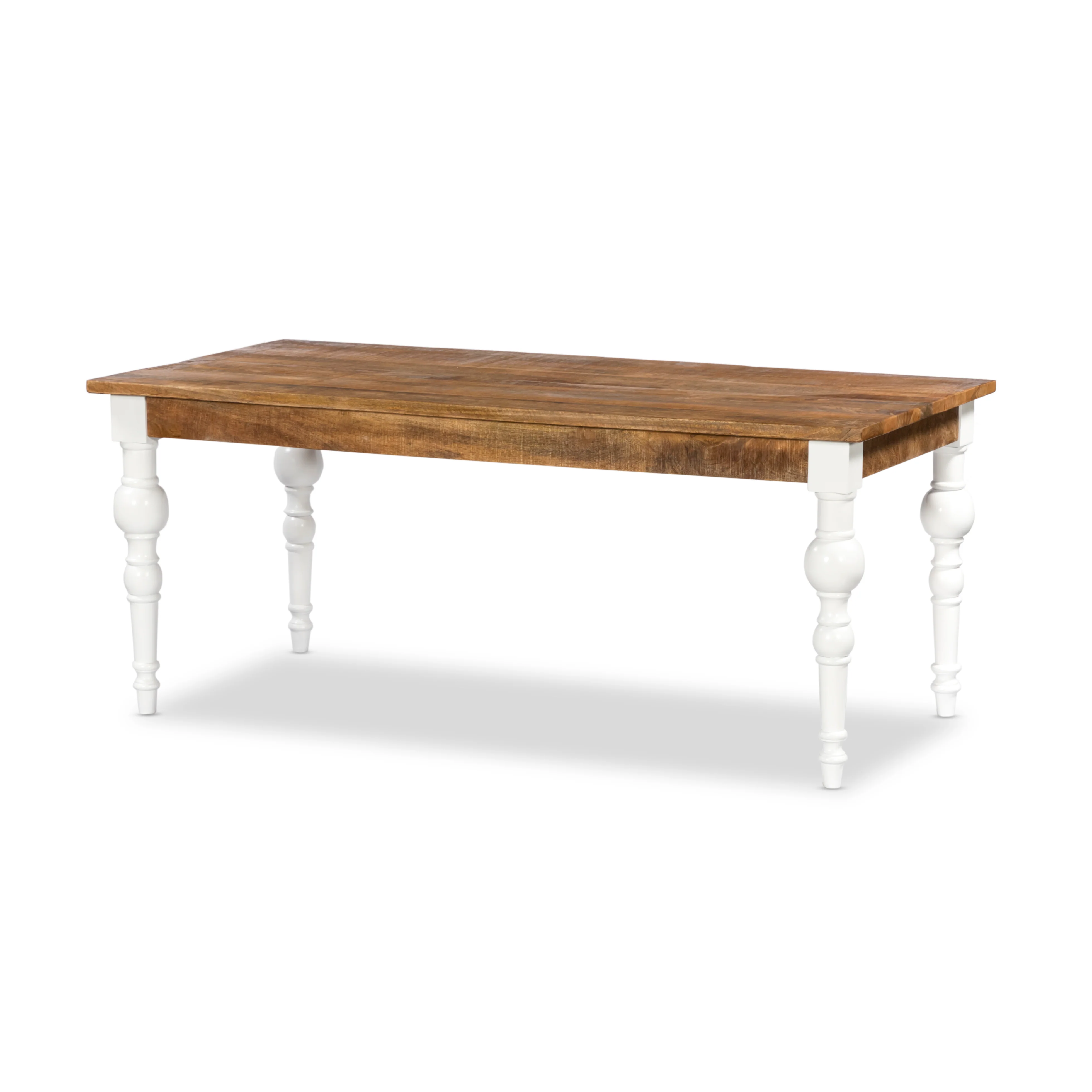 Solid Wood Rectangle Dining Table, Light brown, Ornate White Legs 180cm - Image 4