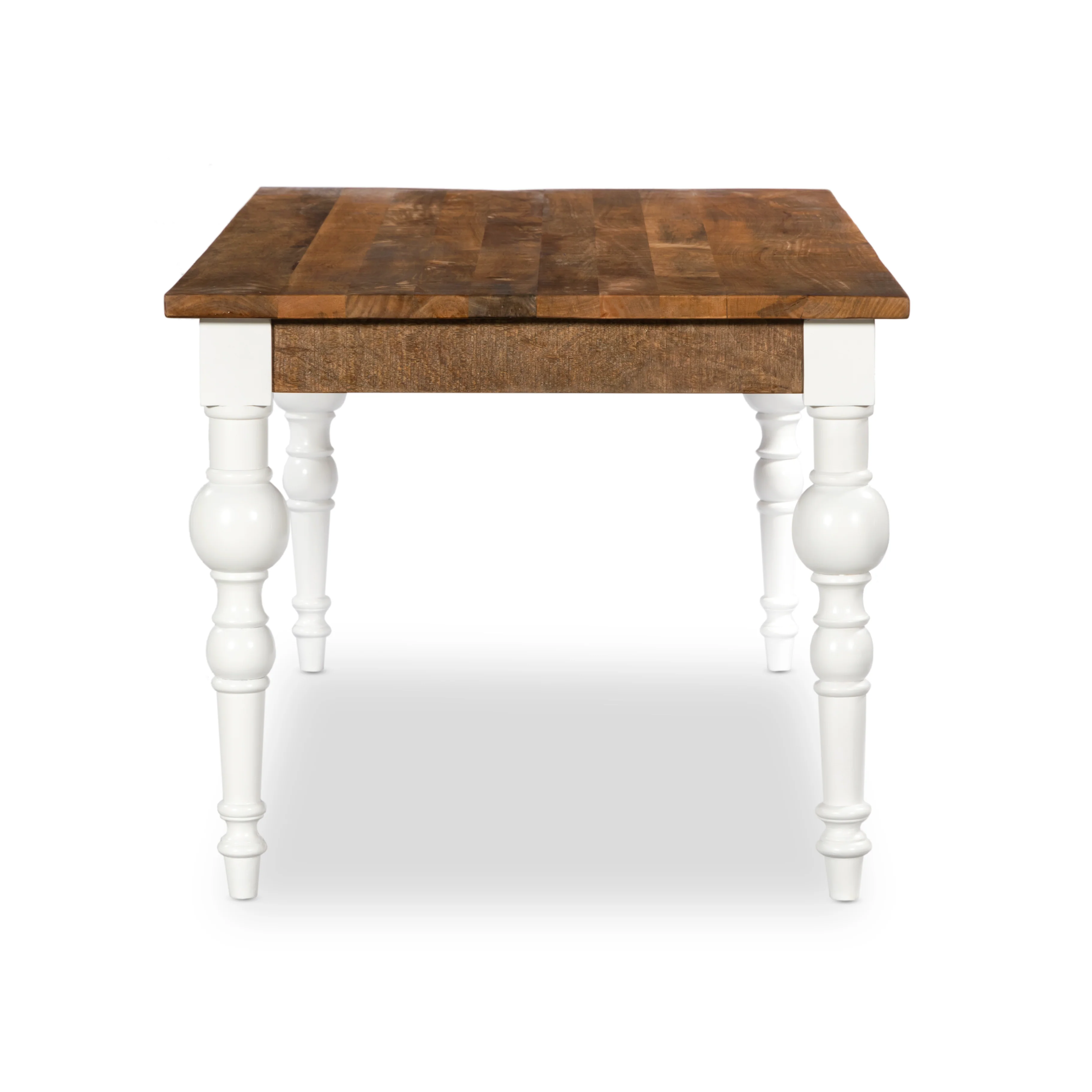 Solid Wood Rectangle Dining Table, Light brown, Ornate White Legs 180cm - Image 6