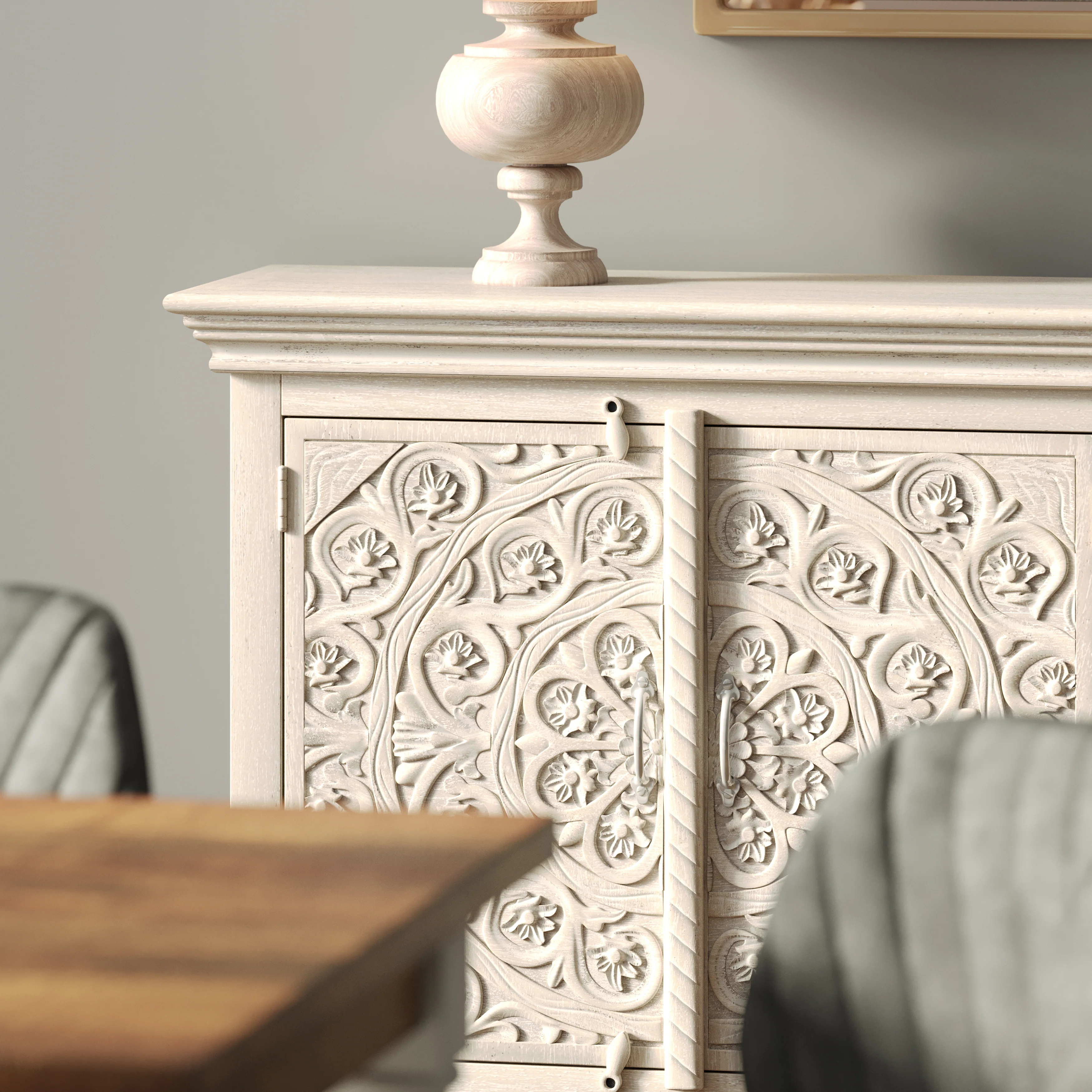 Handcrafted Solid Mango Wood Sideboard, Chic Finish 180cm + 150cm. - Image 3