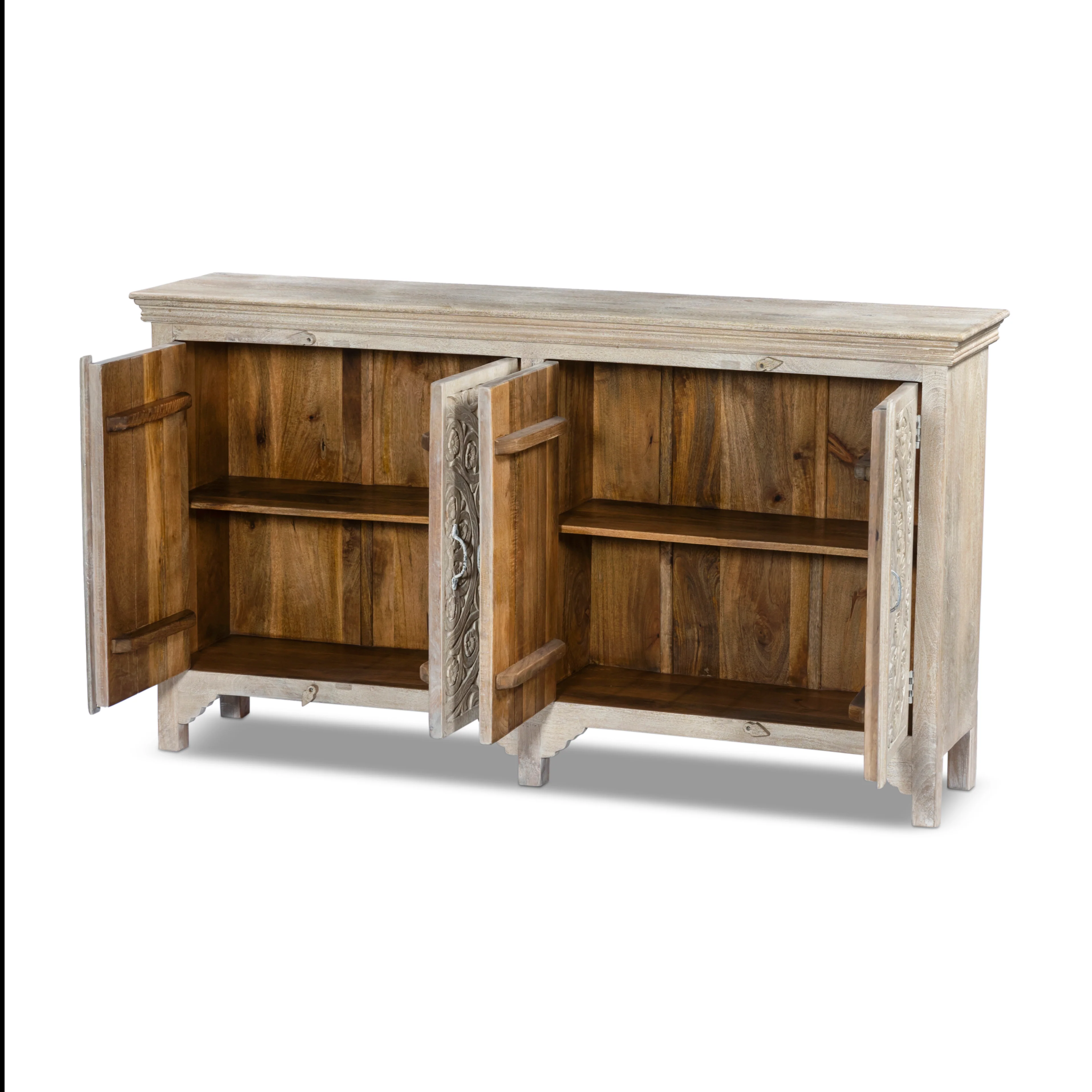 Handcrafted Solid Mango Wood Sideboard, Chic Finish 180cm + 150cm. - Image 4