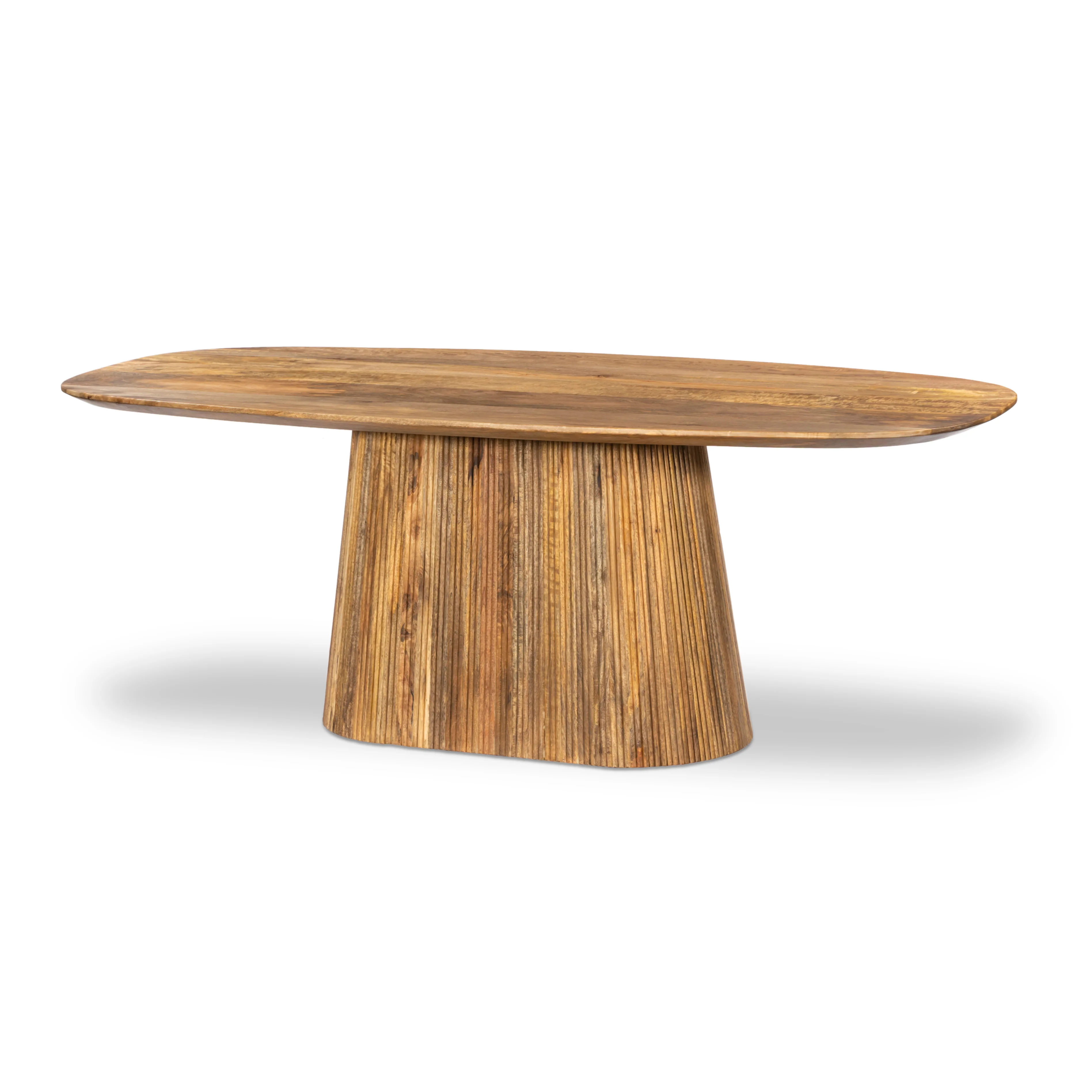 Solid Wood 210cm Oval Dining Table with Fluted Base - Image 3