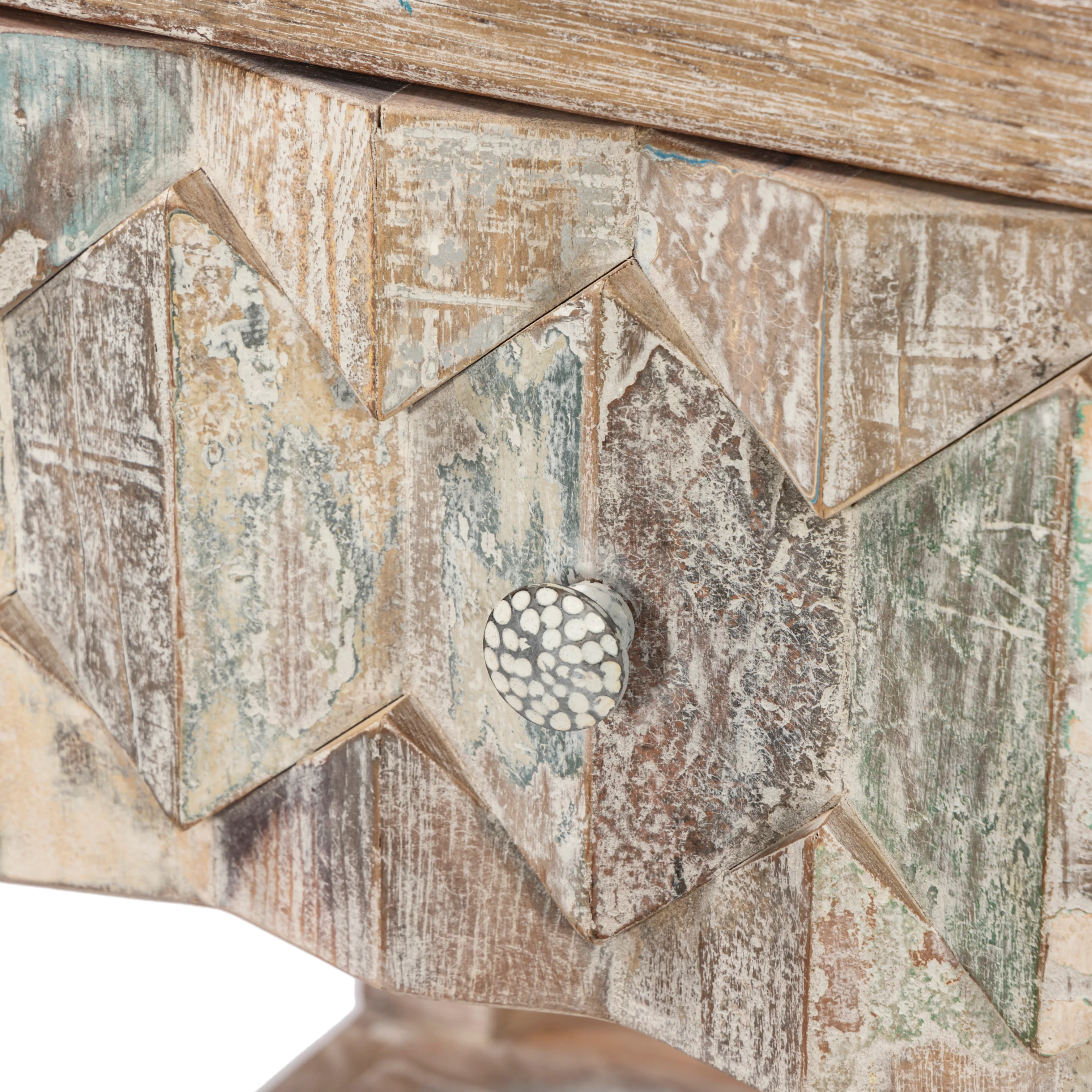 Luxus Reclaimed Teak Bedside Drawer, Mountain Pattern - Image 5