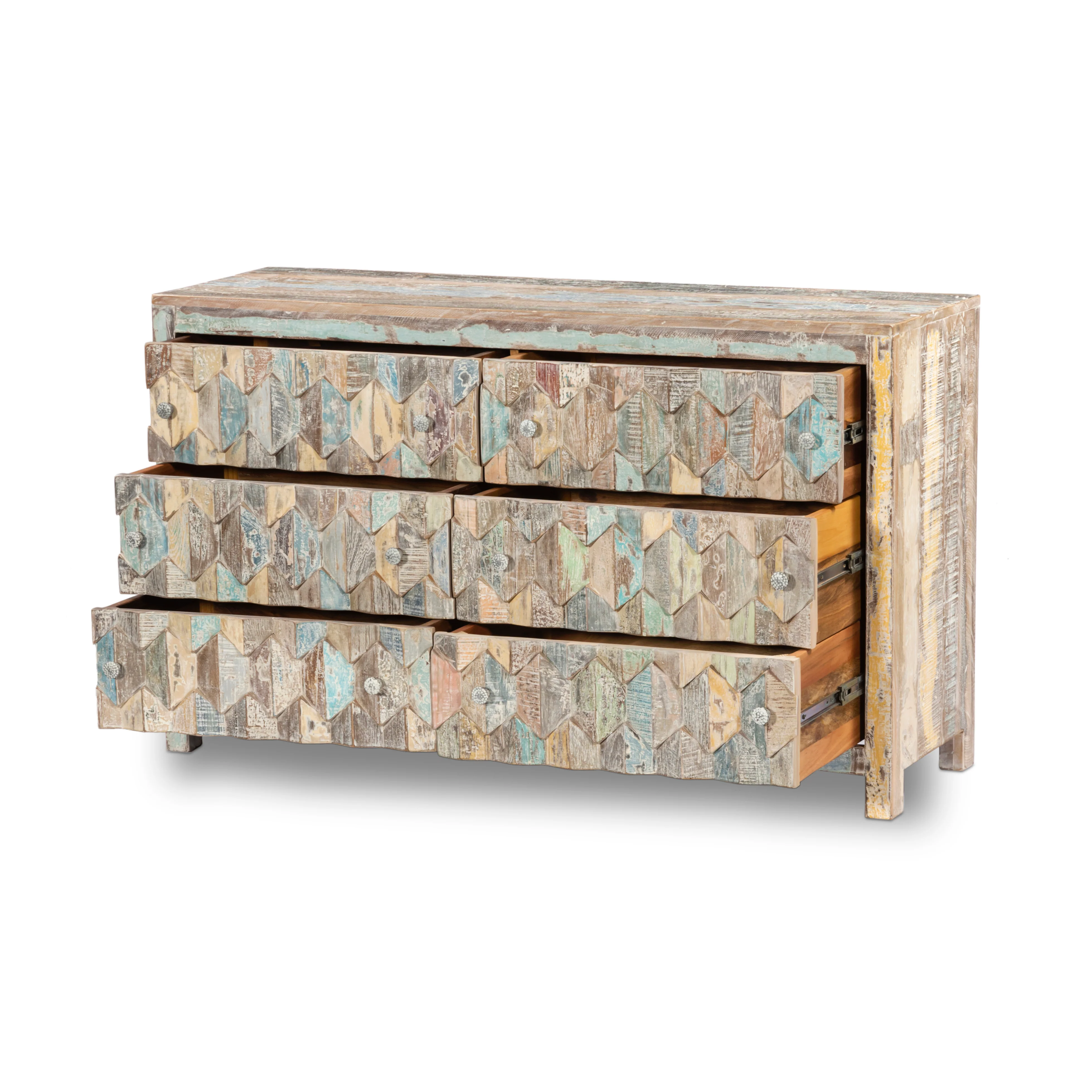 Luxus Reclaimed Teak Chest, Mountain Pattern - Image 4