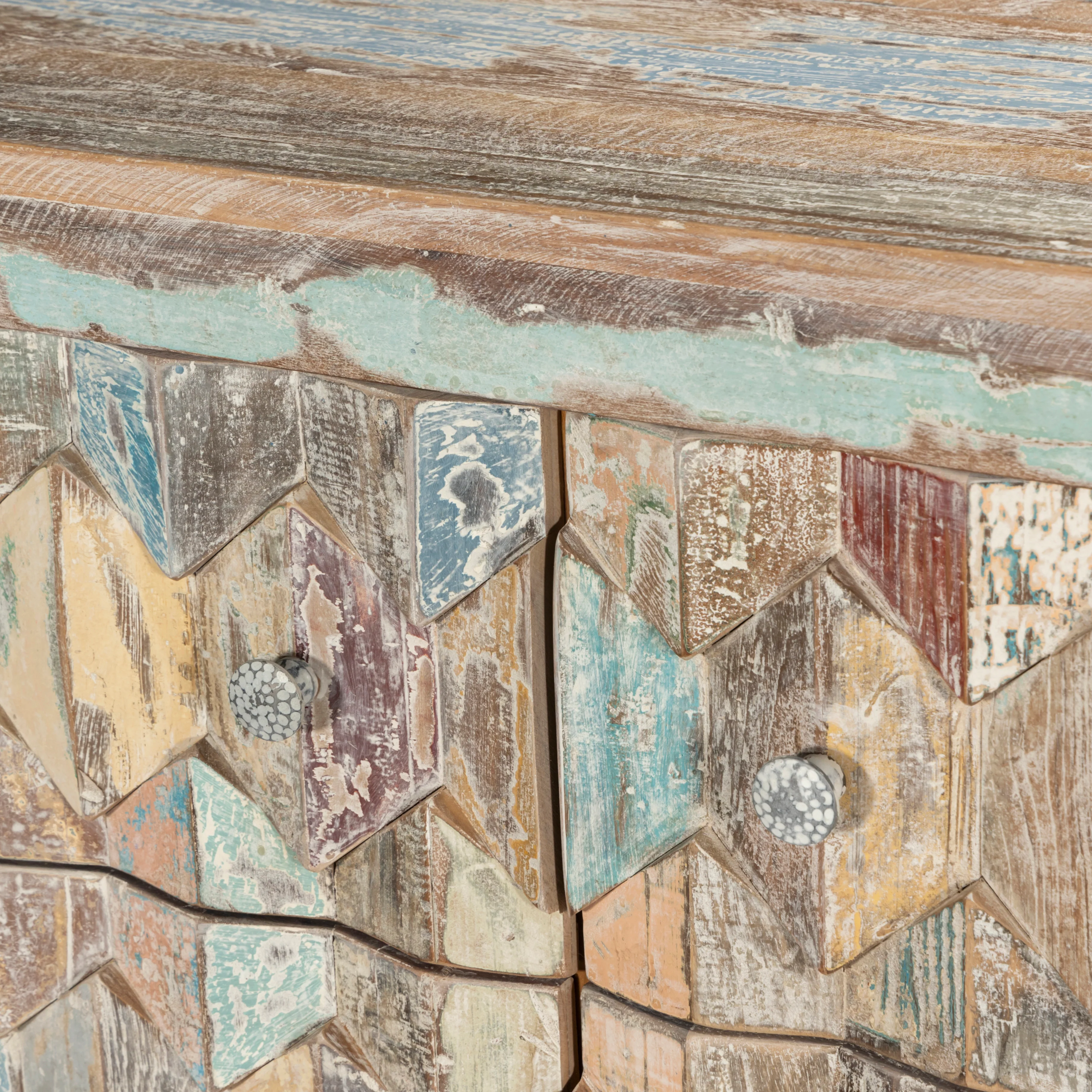 Luxus Reclaimed Teak Chest, Mountain Pattern - Image 5