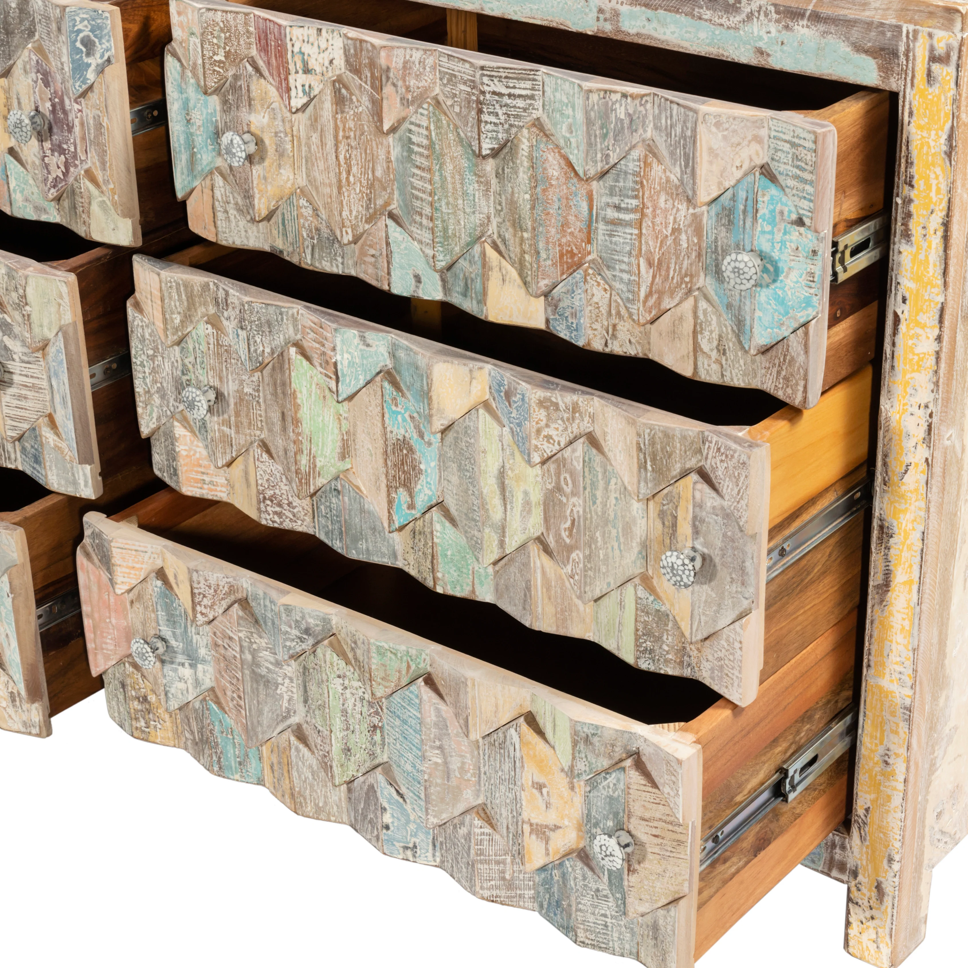 Luxus Reclaimed Teak Chest, Mountain Pattern - Image 6