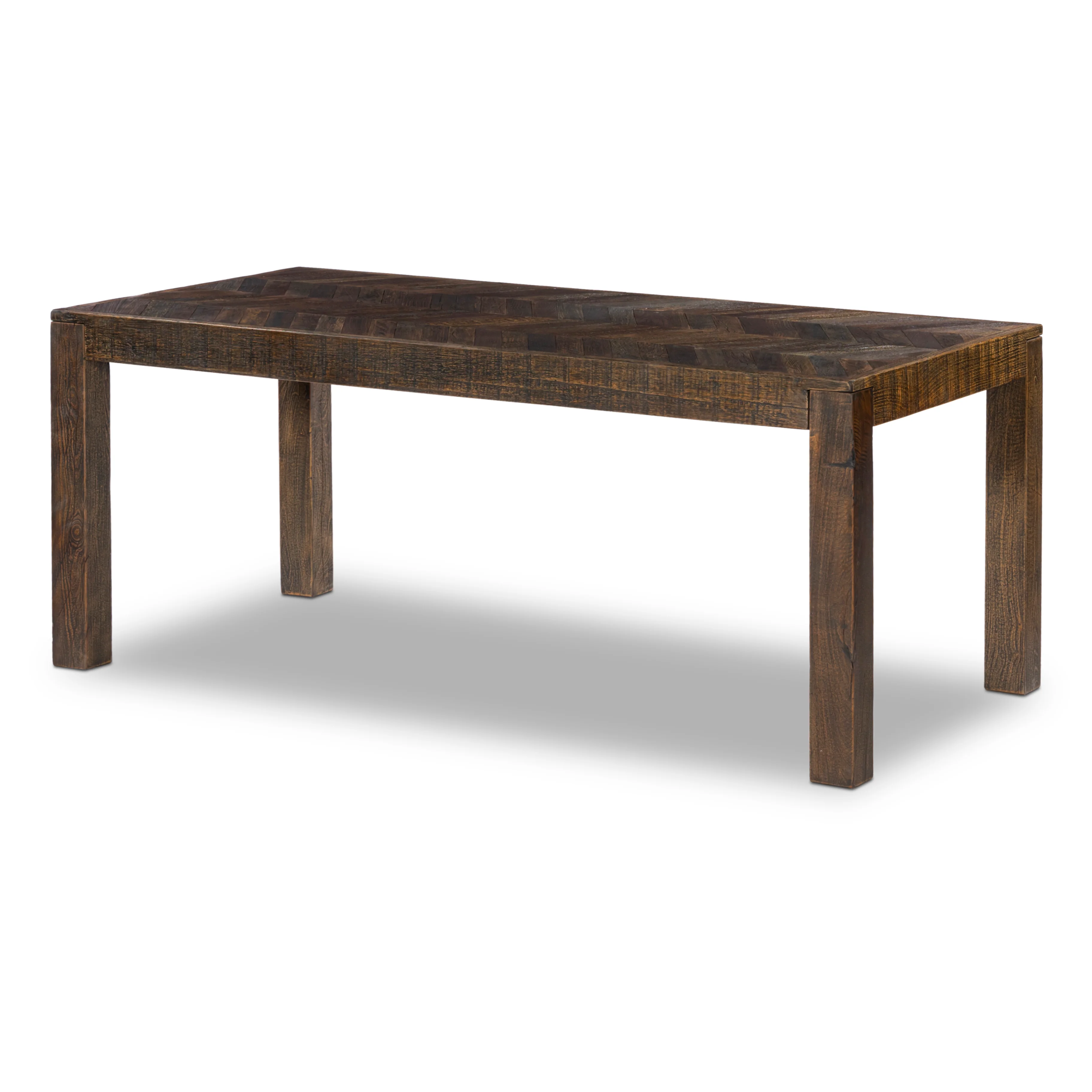 Reclaimed Teak Dining Table, Parquet Top - Image 7