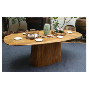 Solid Wood 210cm Oval Dining Table with Fluted Base - Image 5