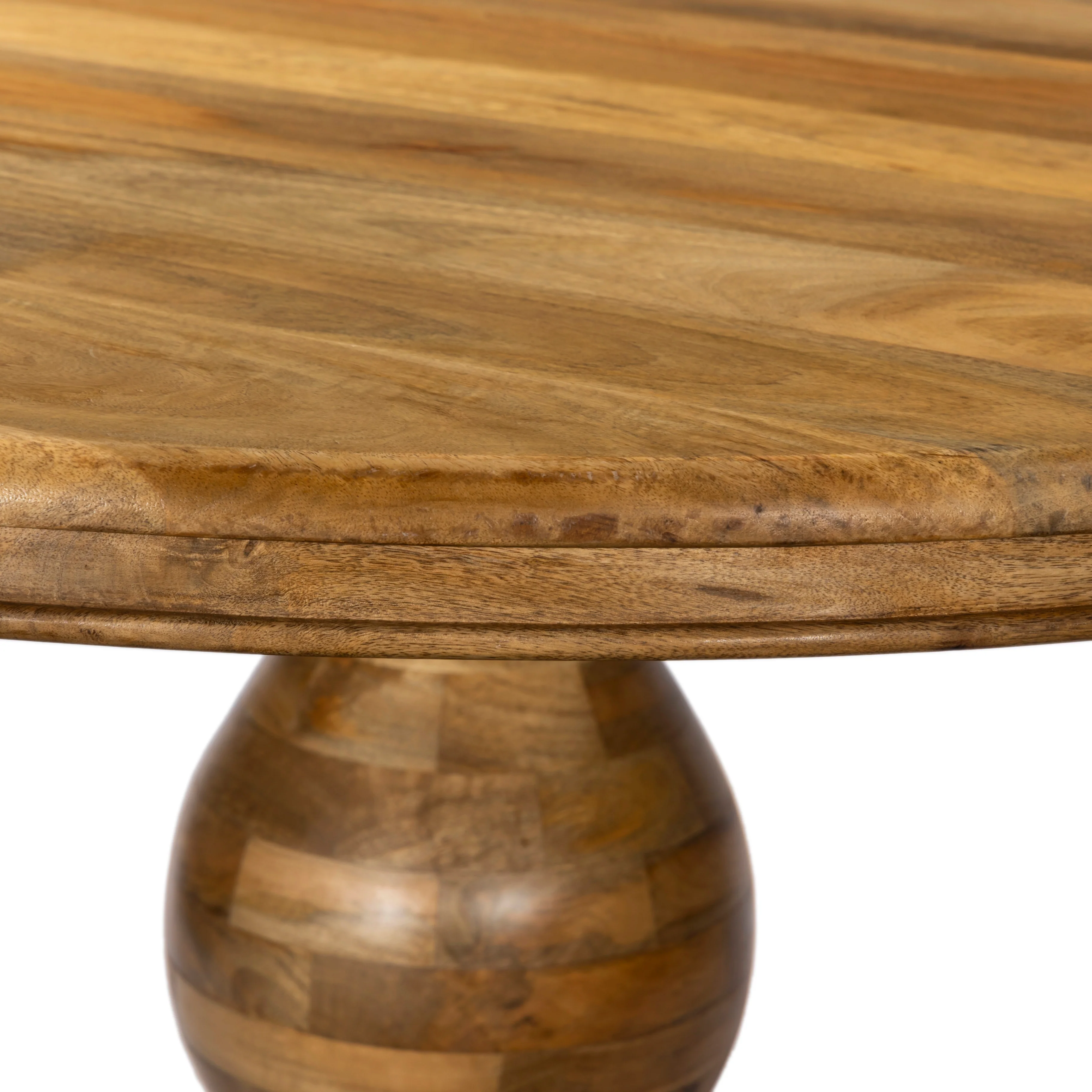Solid Wood Round 150cm Dining Table with Ornate Base - Image 4