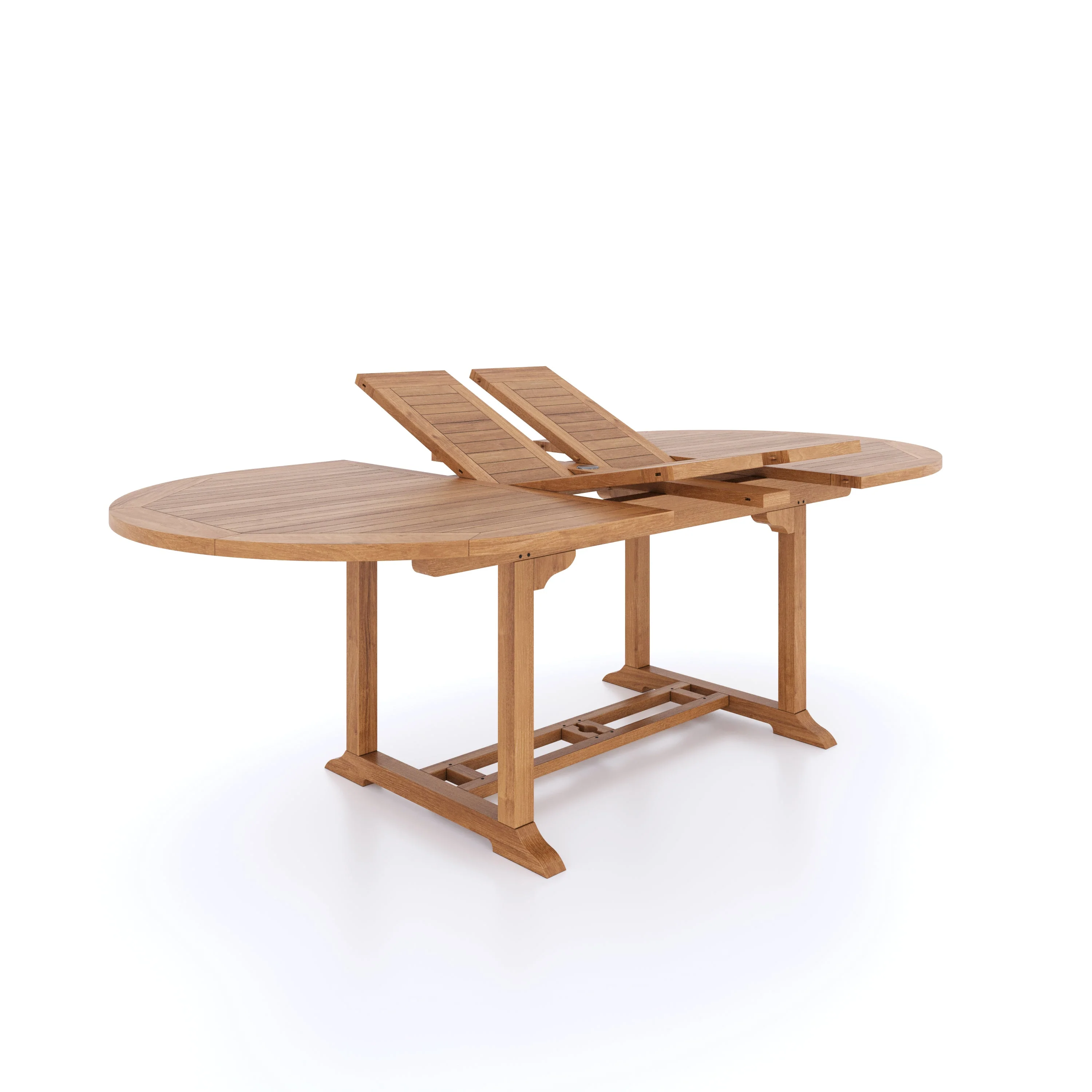 Teak 200cm to 300cm Oval Extending Table with 8 Oxford Stacking Chairs & 2 San Francisco Chairs - Image 6