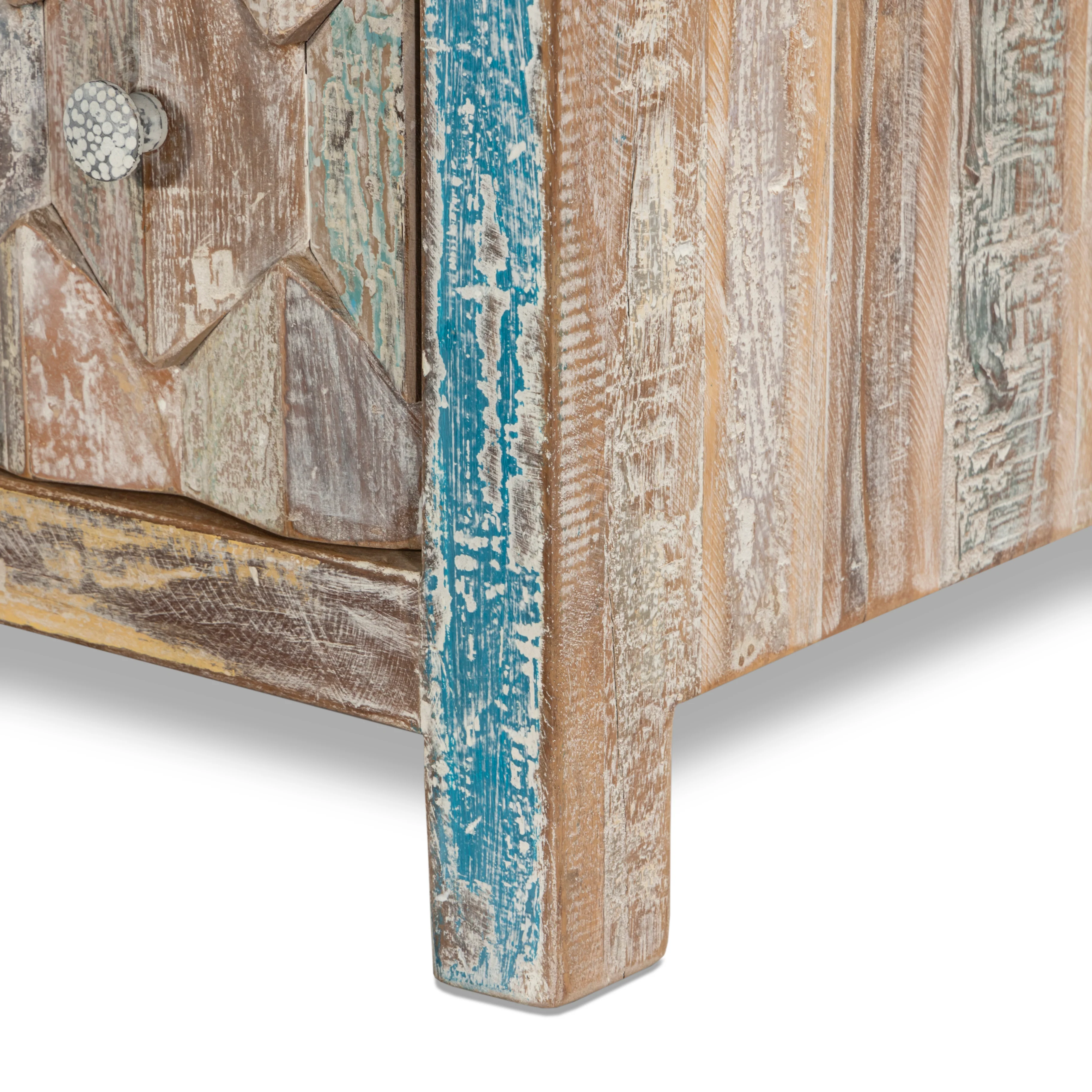 Tall Reclaimed Teak Chest of Drawers, Mountain Pattern - Image 6