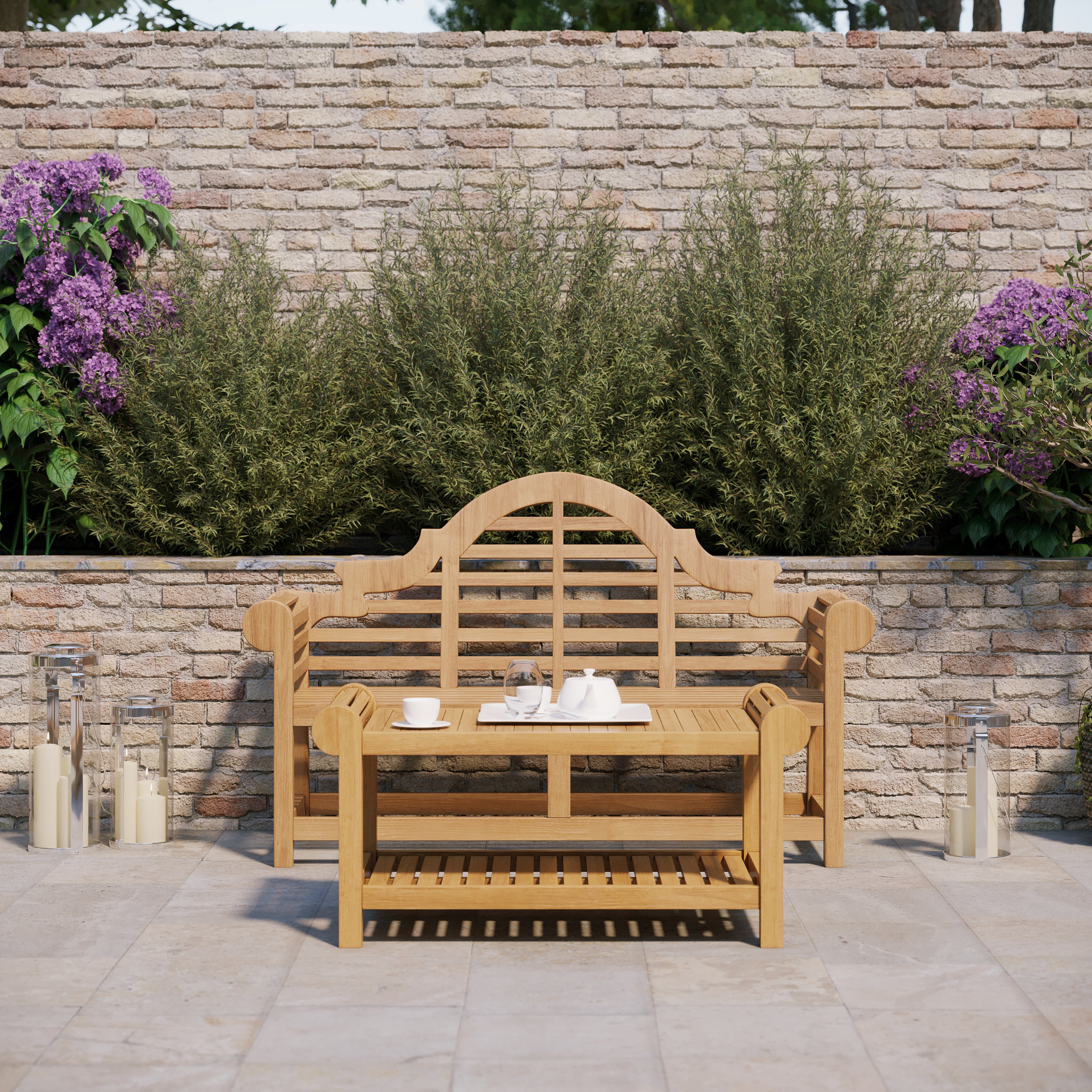 Teak Lutyens Coffee Set ( 1 x Bench, 1 x Coffee Table) - Image 4