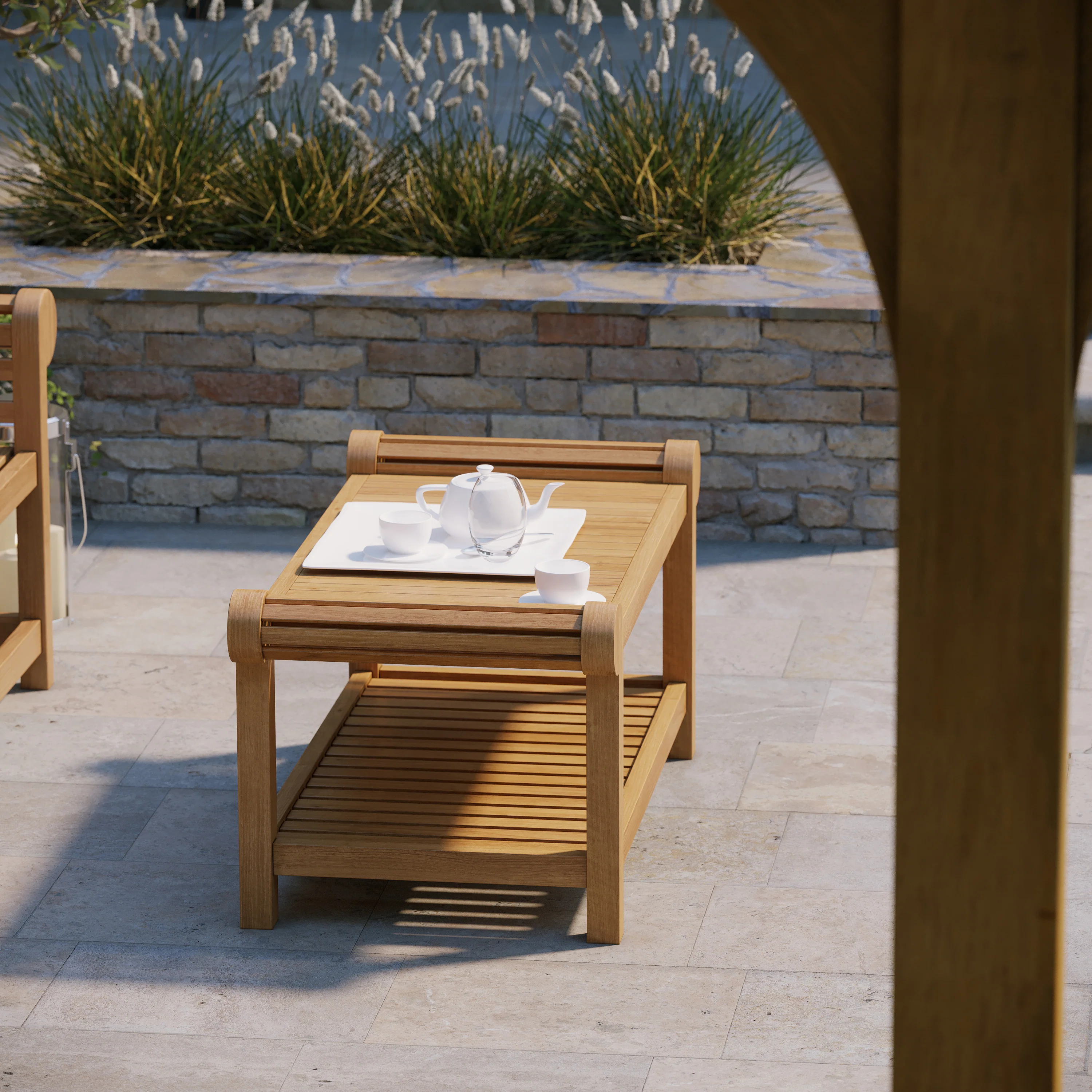 Teak Lutyens Coffee Set ( 1 x Bench, 1 x Coffee Table) - Image 7