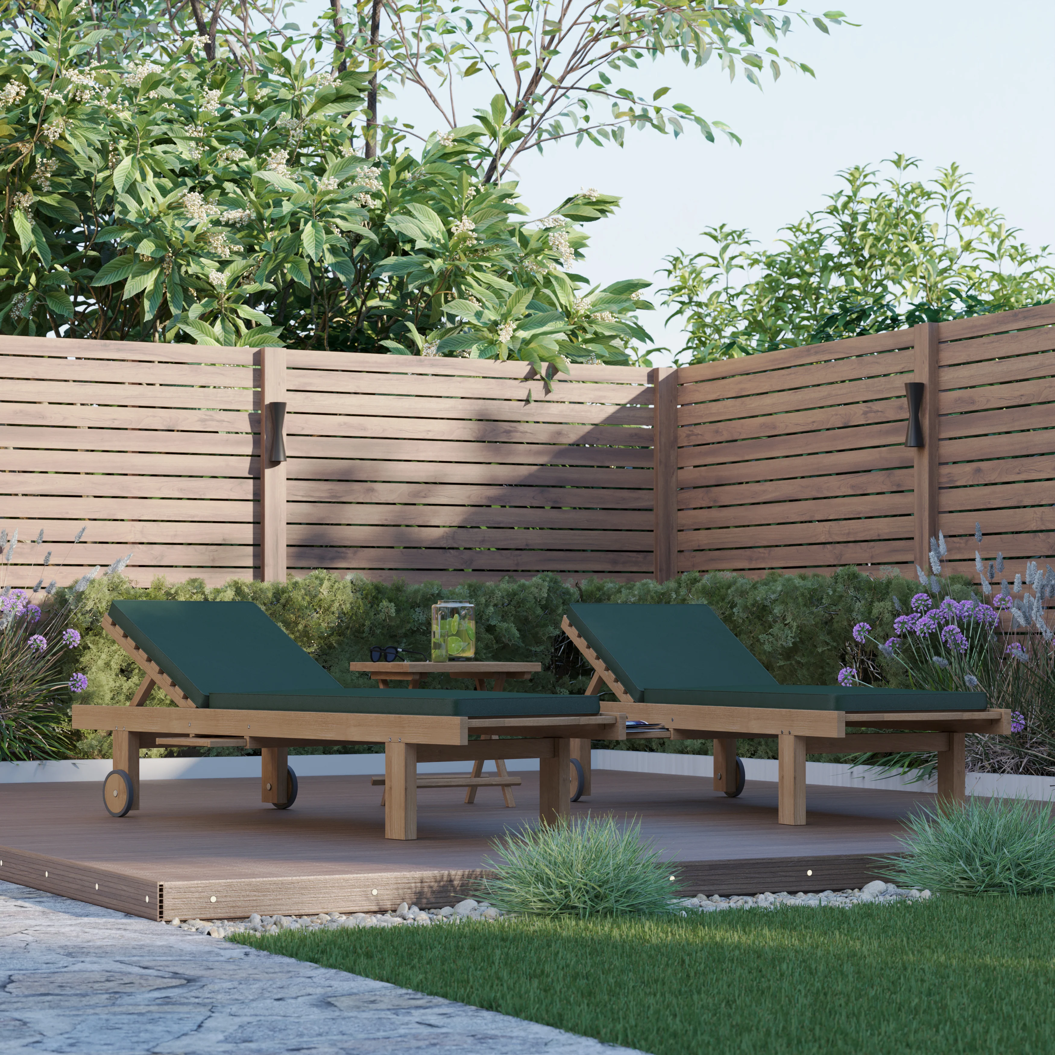 Teak Reclining Sun Lounger (Leg Lift) with Free Cushions (Price for 1) - Image 6