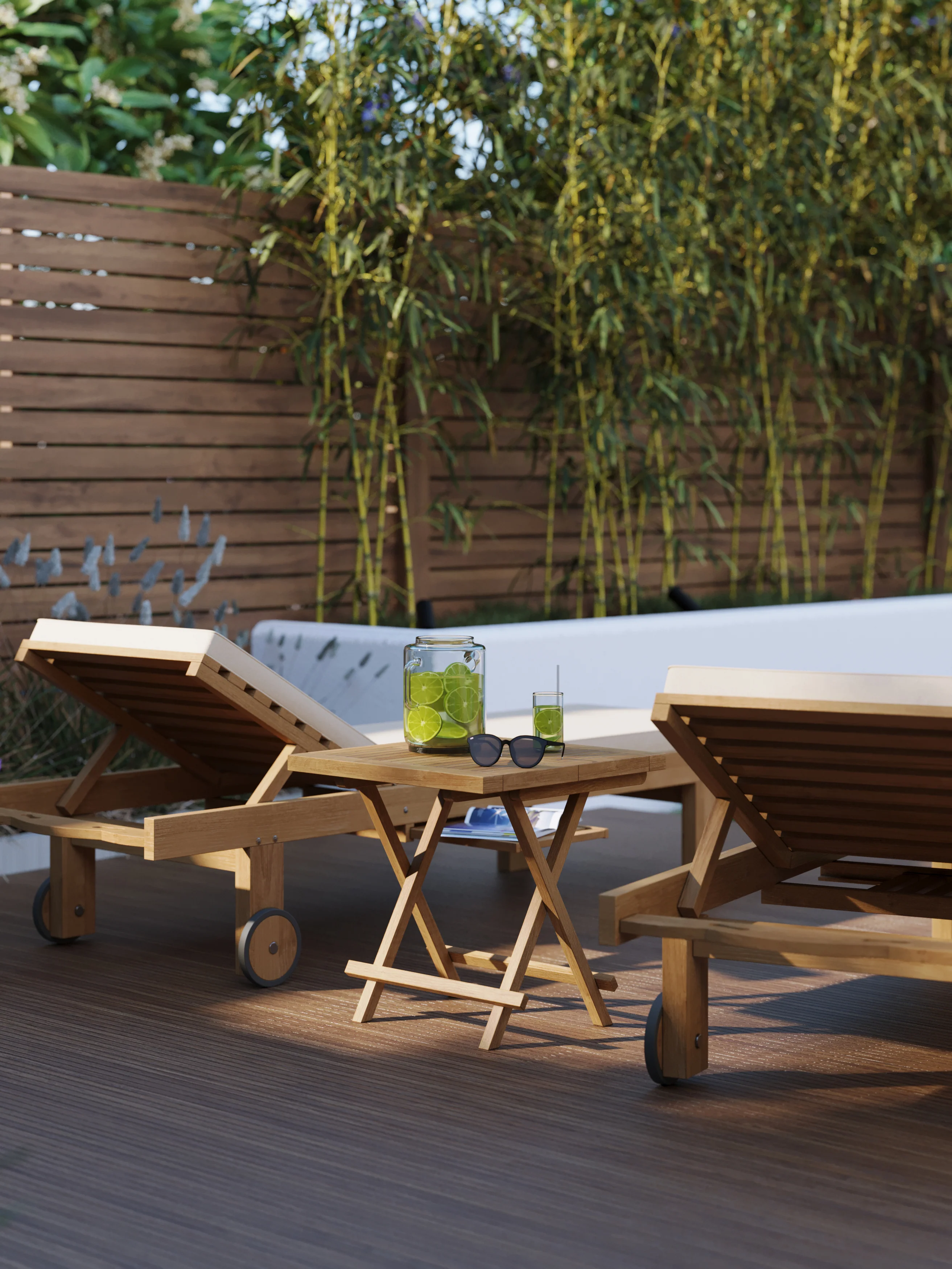 Teak Reclining Sun Lounger (Leg Lift) with Free Cushions (Price for 1) - Image 7