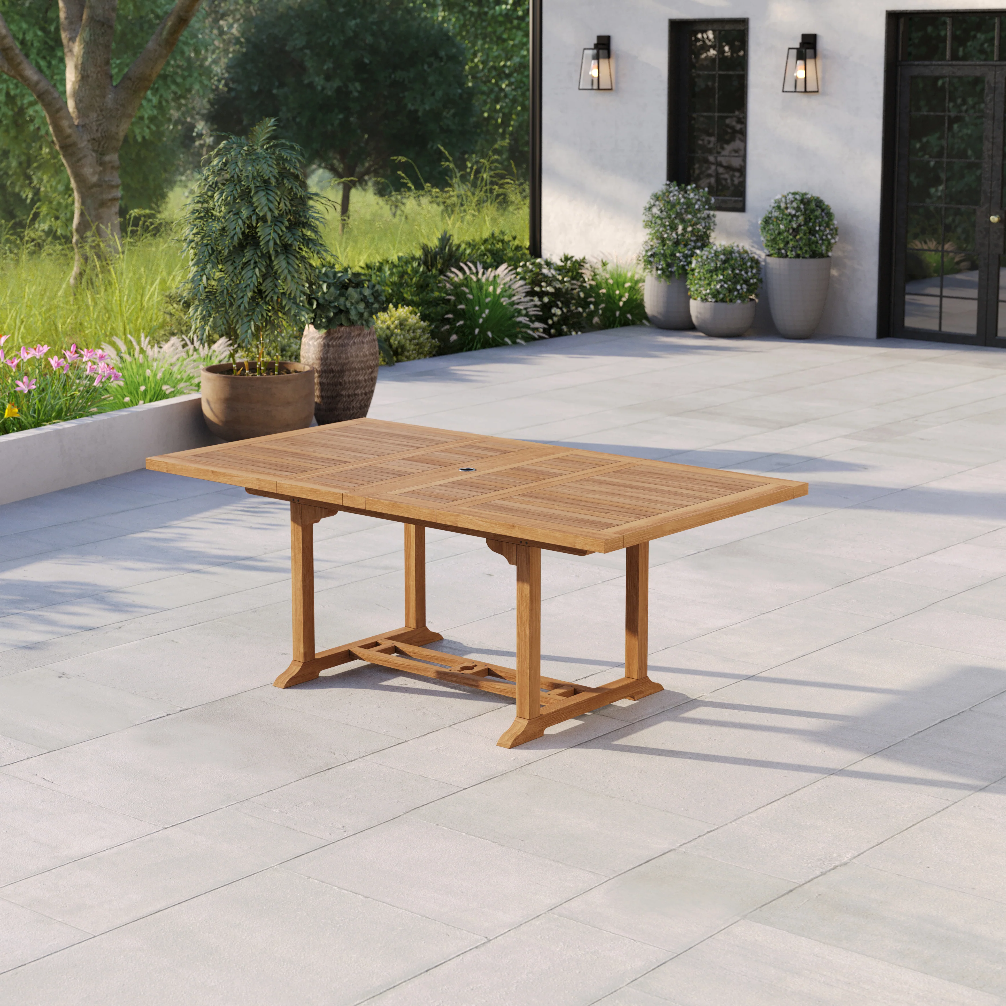 Teak Garden Furniture 2-3m Rectangle Extending Table 4cm Top. - Image 3