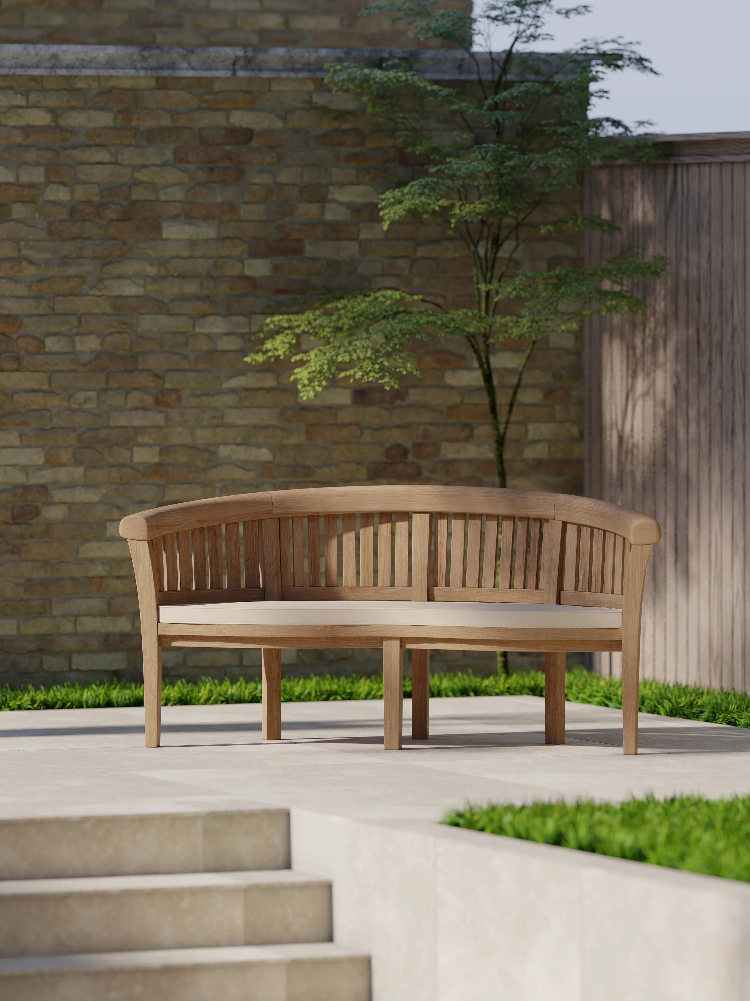 Teak Garden Furniture San Francisco Bench, Free Cushion - Image 3