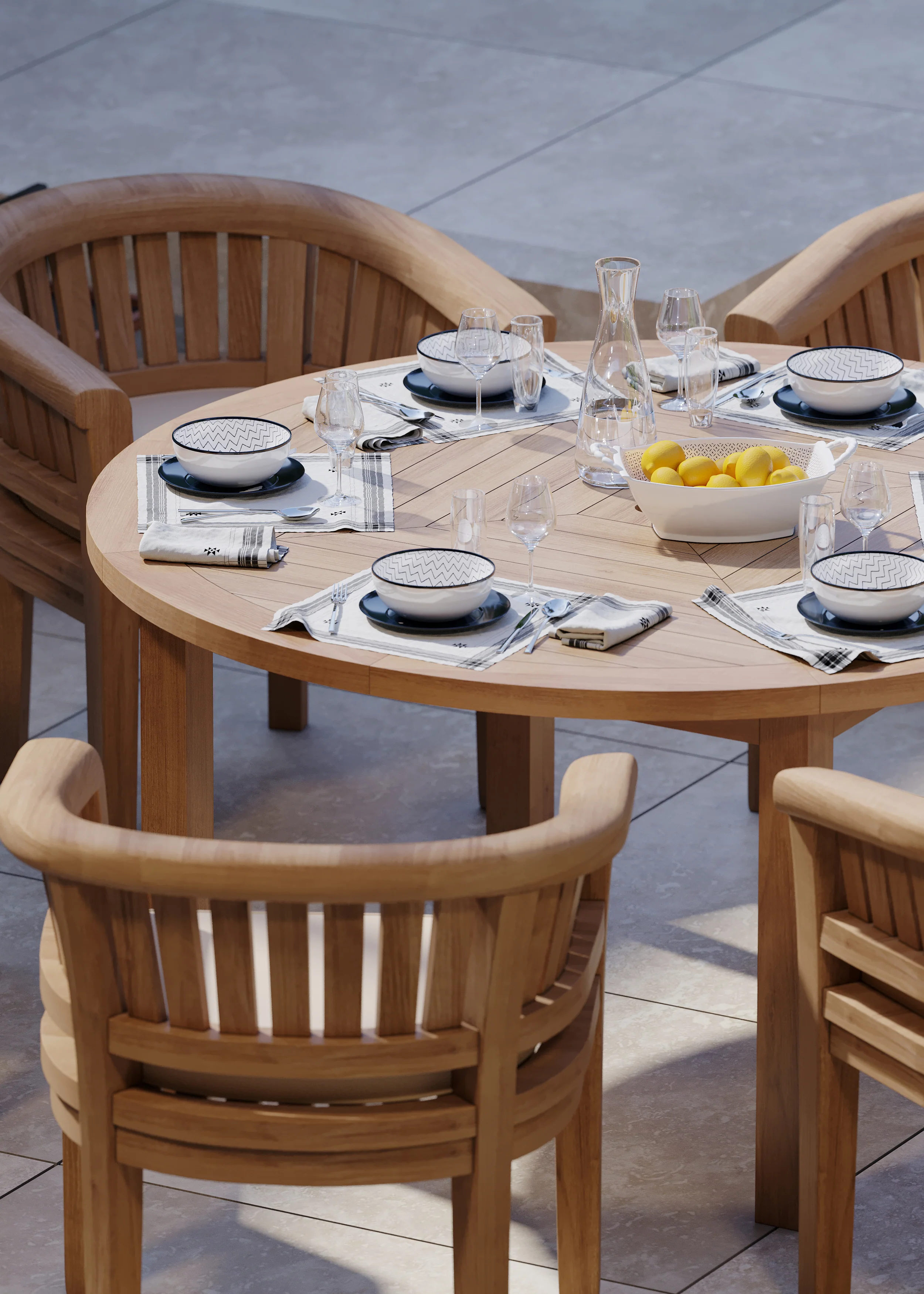 Luxor 150cm Round Table Table, 4cm Top (6 San Francisco Chairs) Cushions included. - Image 6