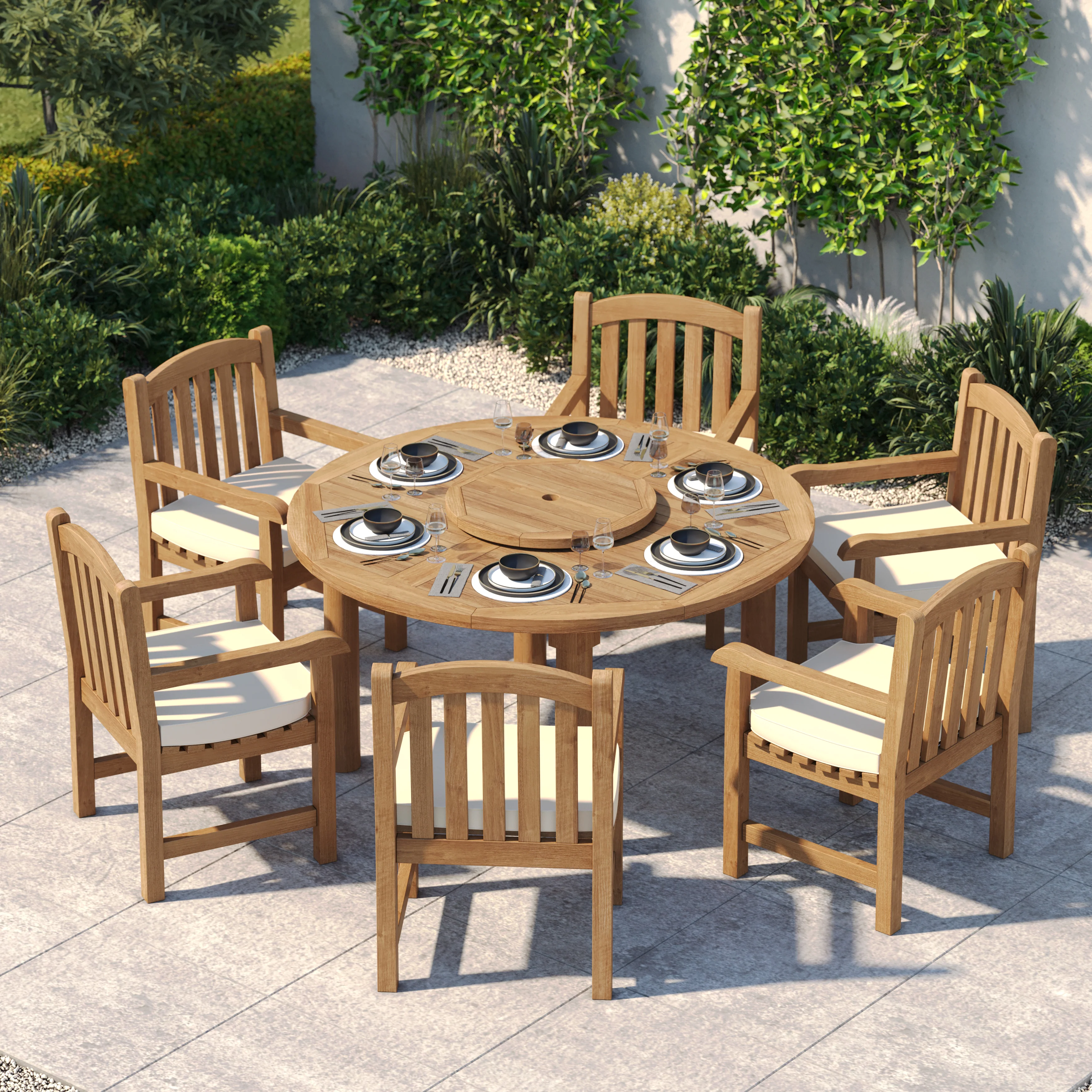Teak Set 150cm Maximus Round Table With 6 Warwick Chairs – Premium Teak Garden Dining Set - Image 3