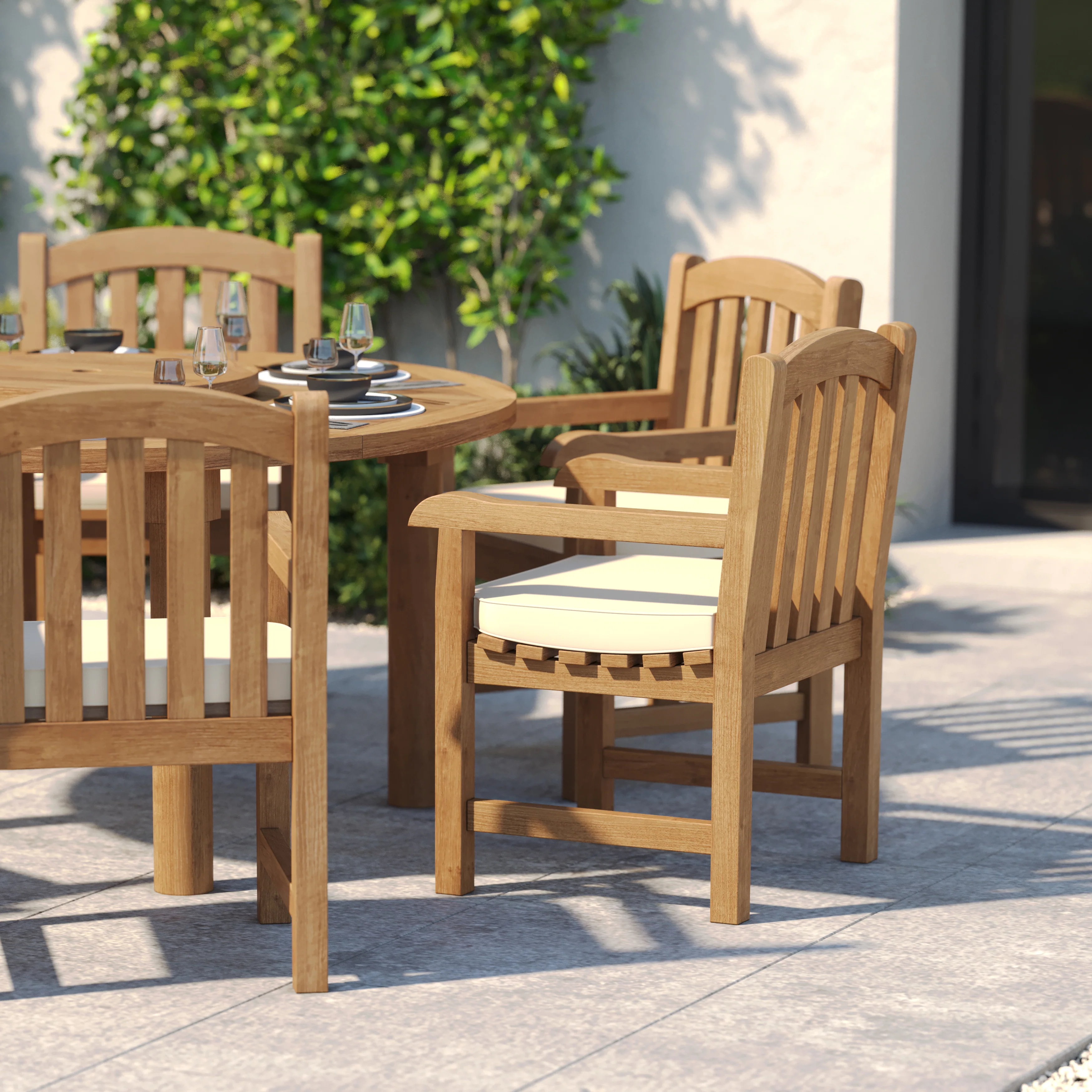 Teak Set 150cm Maximus Round Table With 6 Warwick Chairs – Premium Teak Garden Dining Set - Image 4