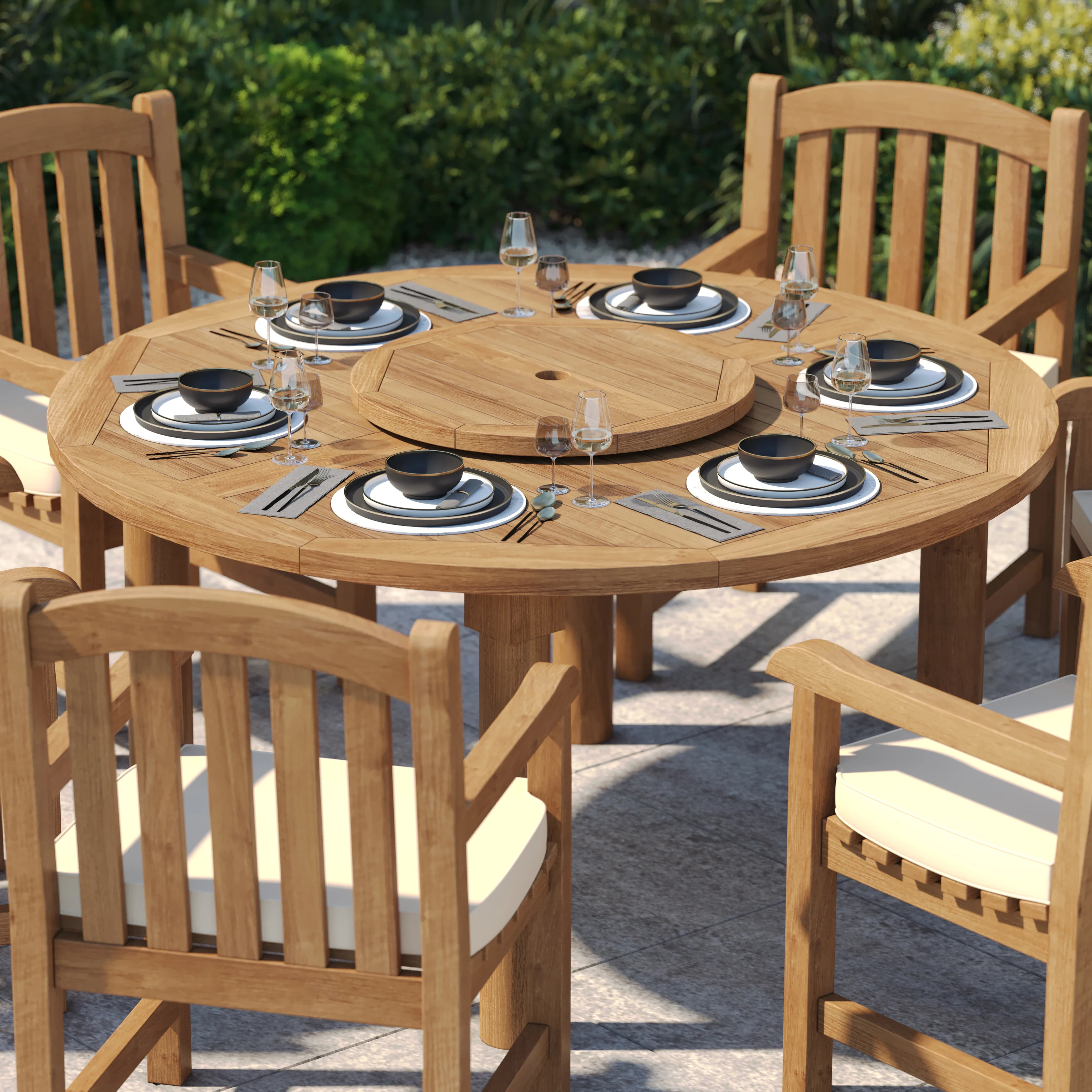 Teak Set 150cm Maximus Round Table With 6 Warwick Chairs – Premium Teak Garden Dining Set - Image 5