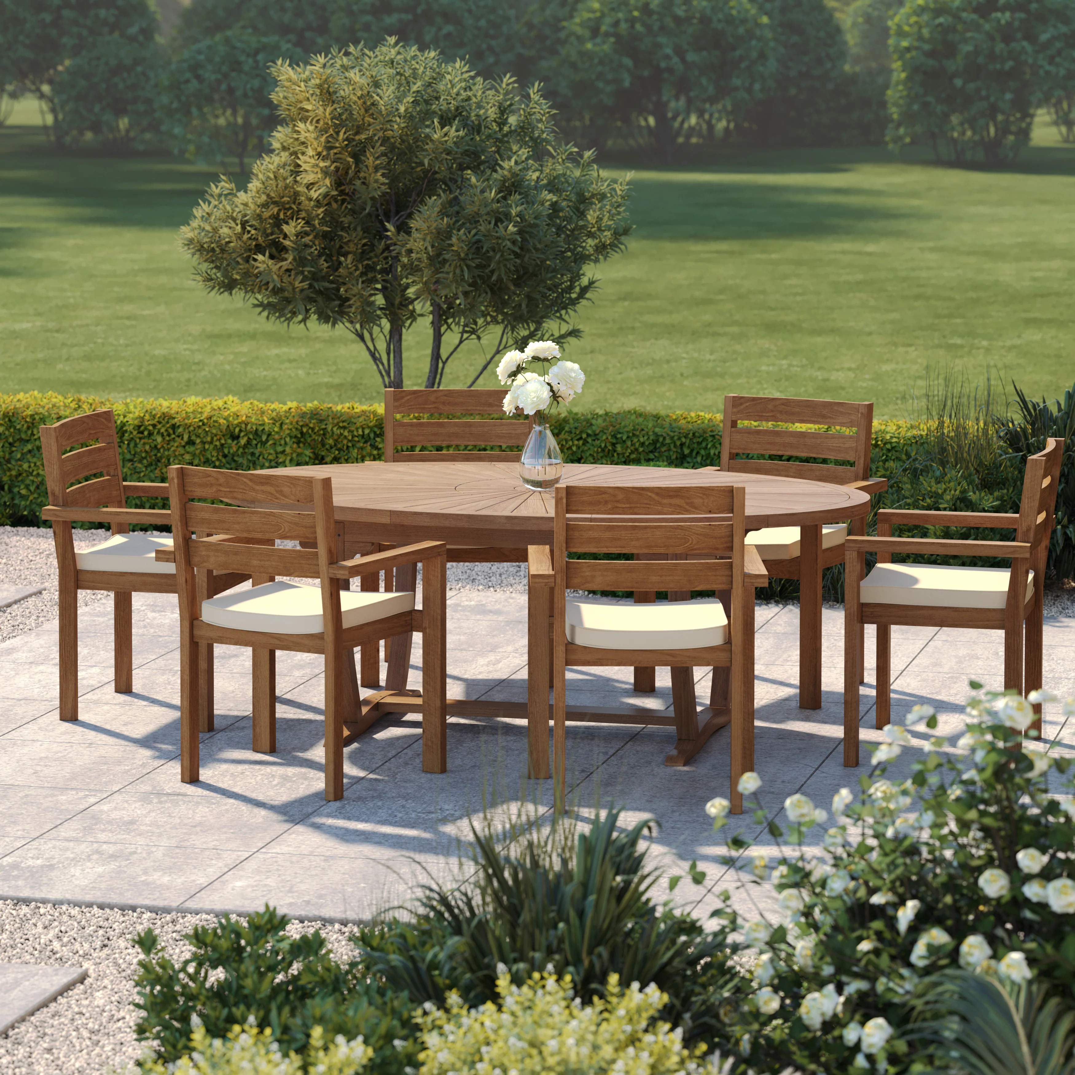 Teak Set 2m Sunshine Oval Table with 6 Marlow Stacking Chairs – Premium Teak Garden Dining Set - Image 4