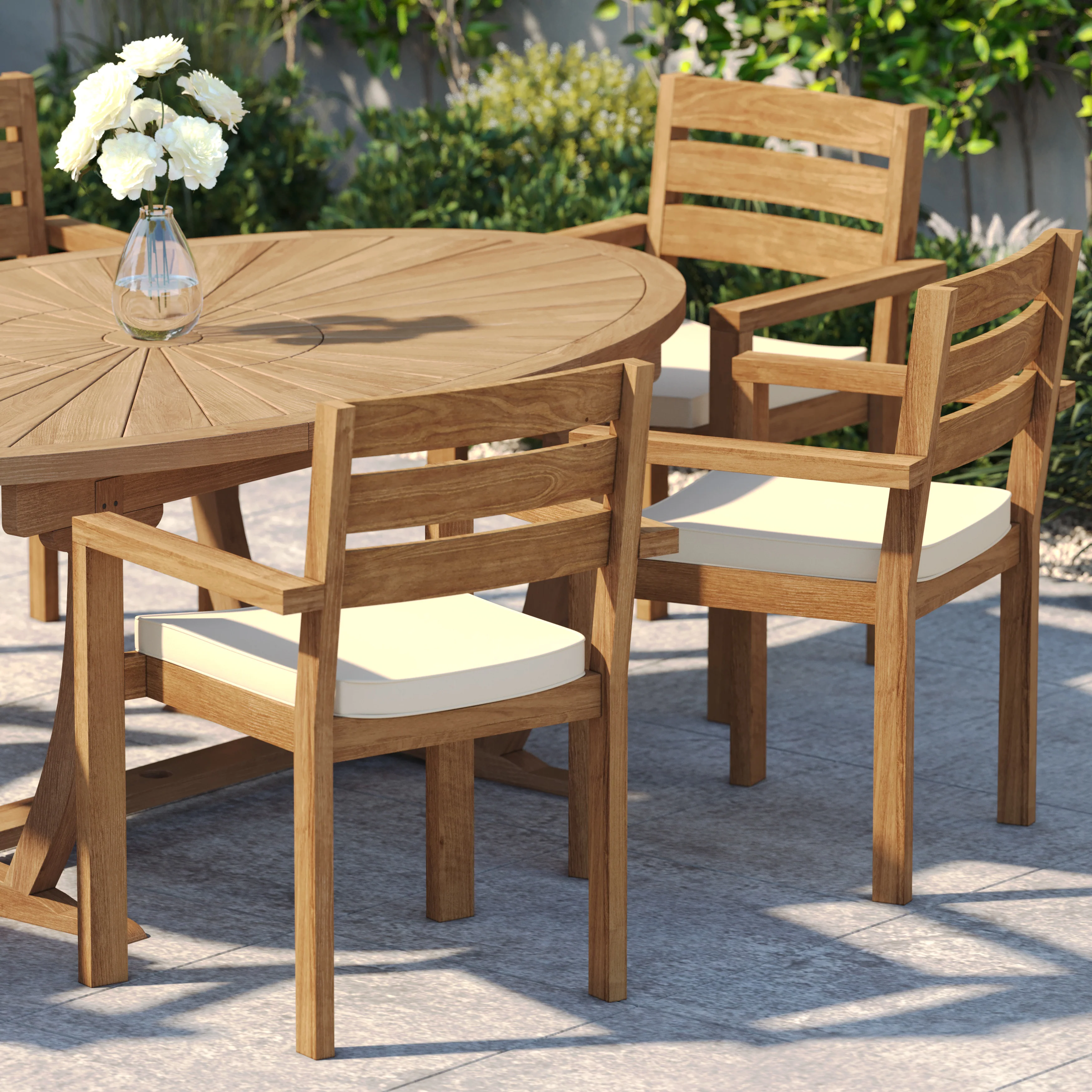 Teak Set 2m Sunshine Oval Table with 6 Marlow Stacking Chairs – Premium Teak Garden Dining Set - Image 6