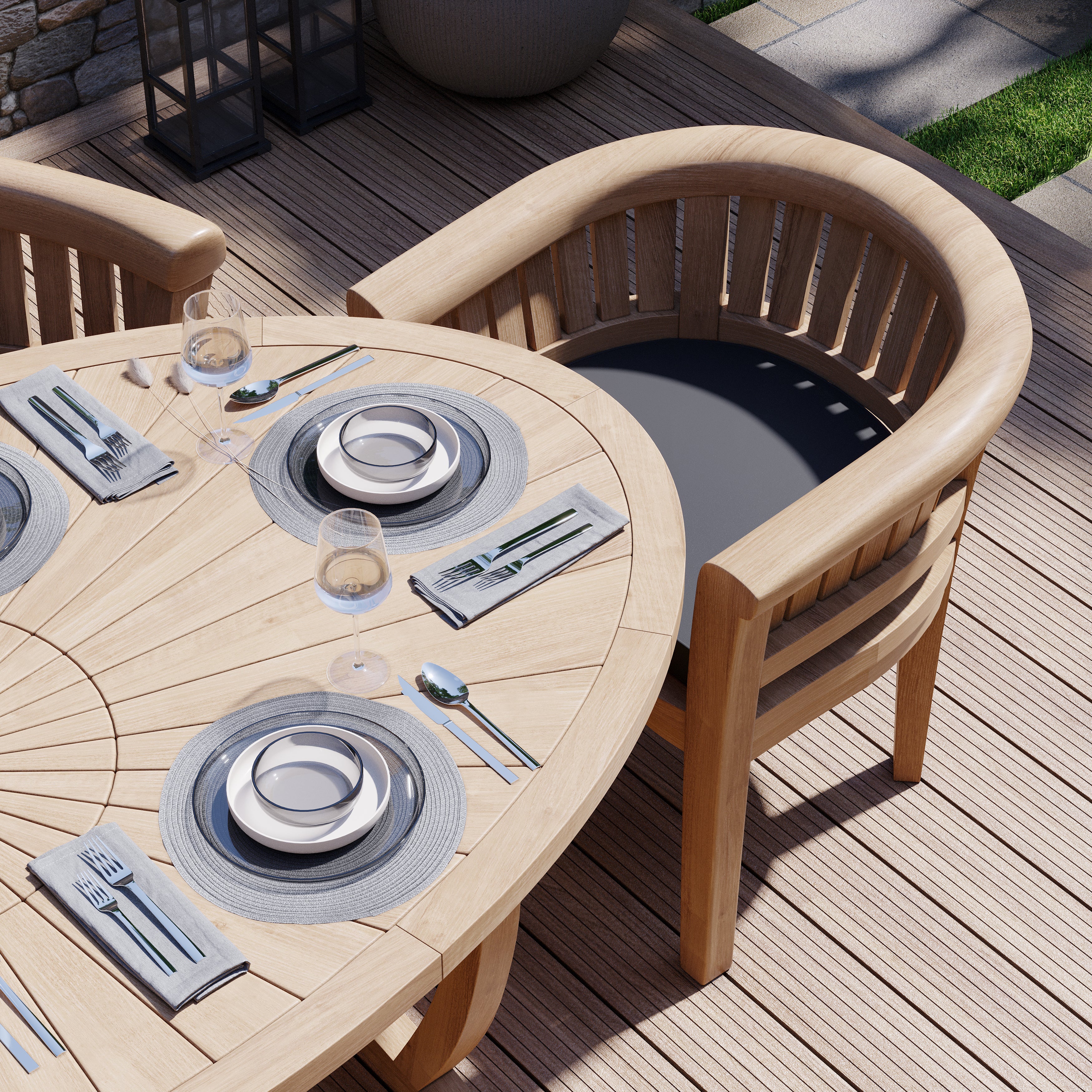 Teak Set 2m Sunshine Table with 2 San Francisco Chairs and 2 Benches - Image 3