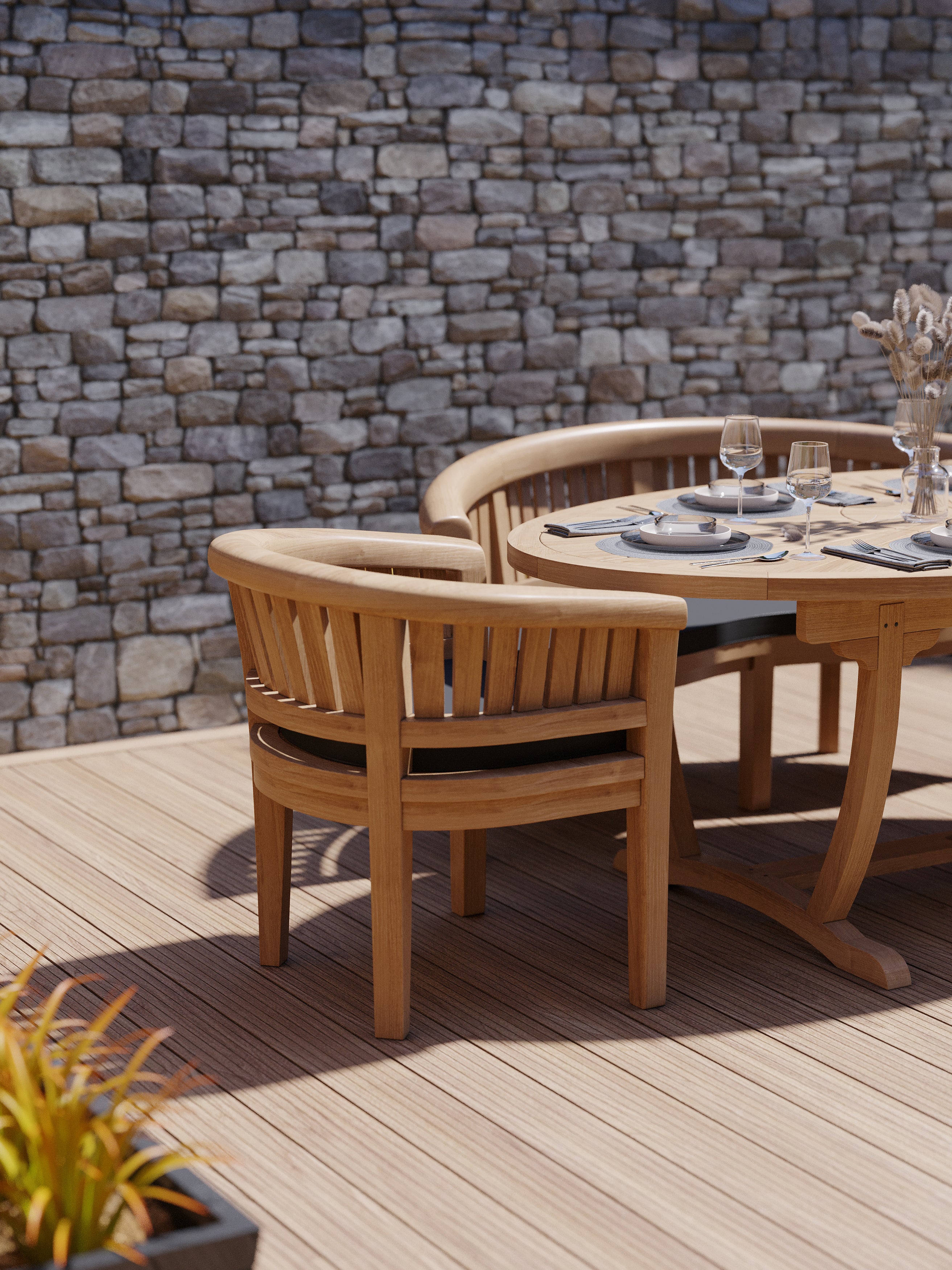 Teak Set 2m Sunshine Table with 2 San Francisco Chairs and 2 Benches - Image 4