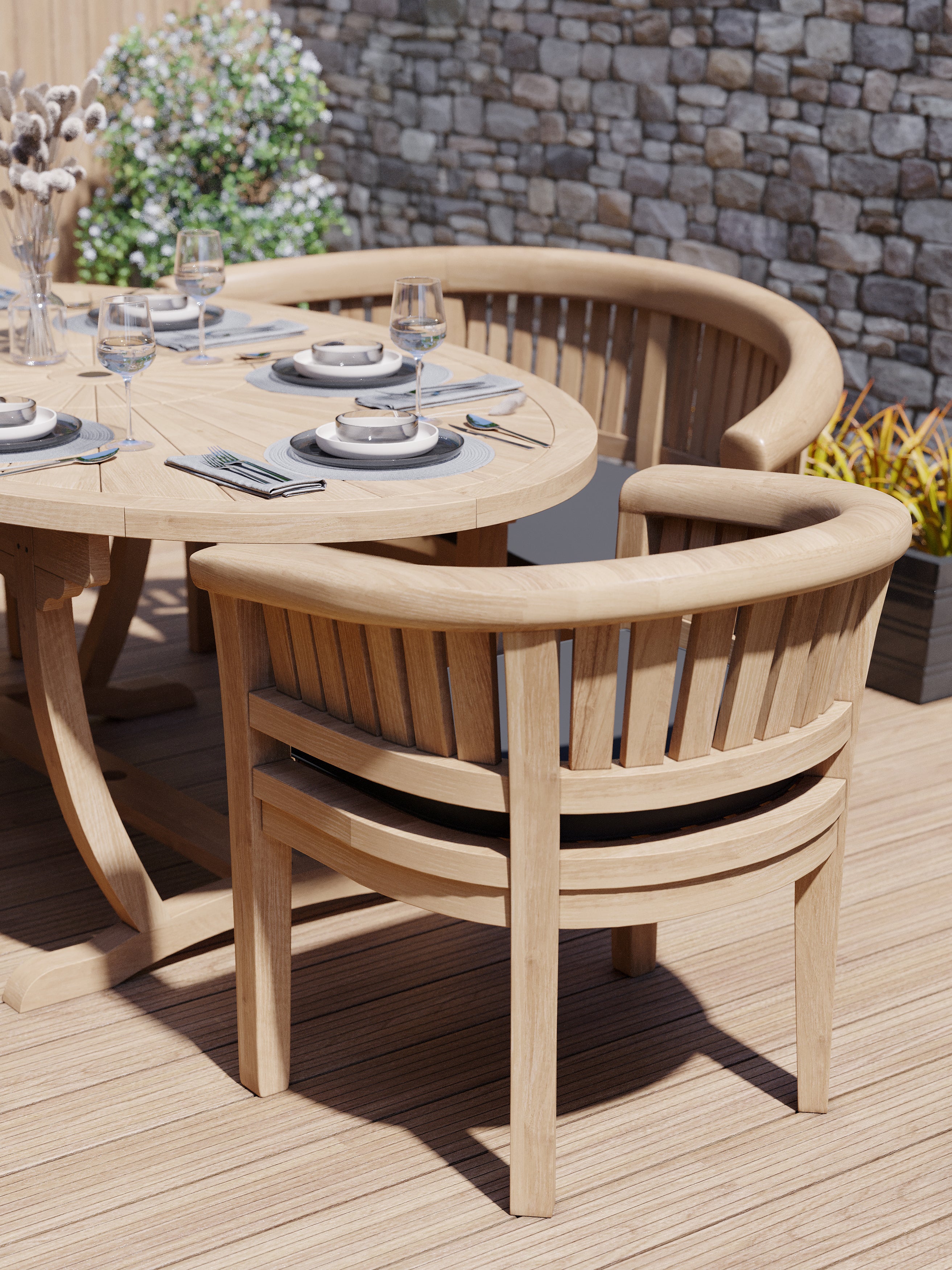 Teak Set 2m Sunshine Table with 2 San Francisco Chairs and 2 Benches - Image 5