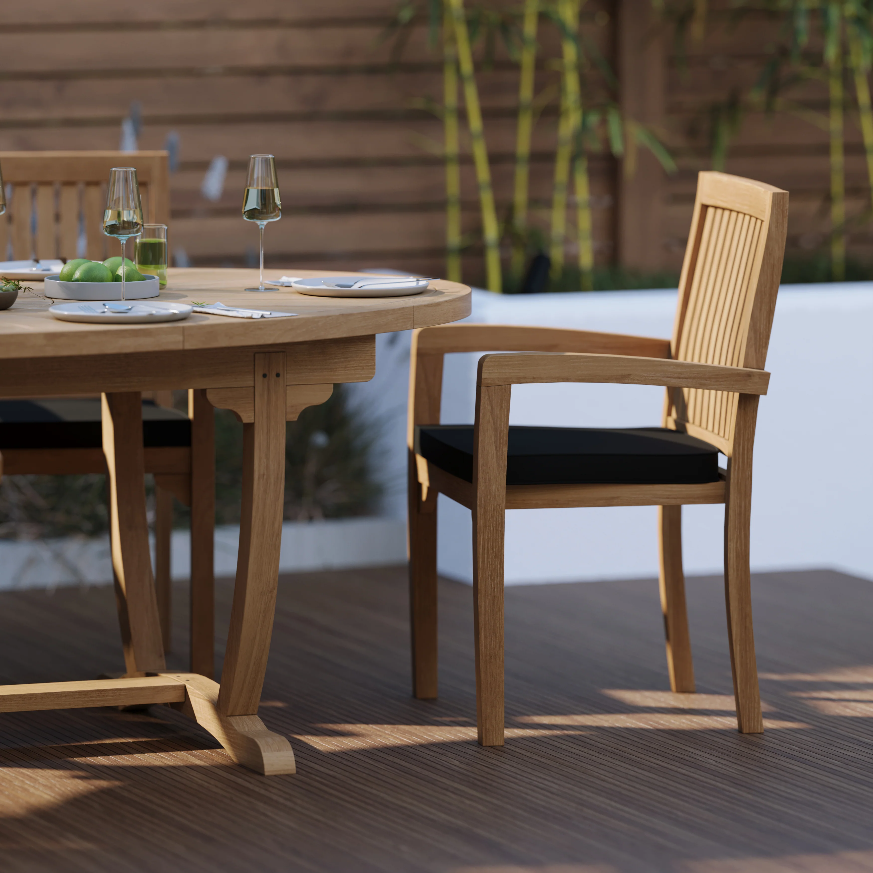 Teak Set 2m Sunshine Table with 6 Henley Stacking Chairs - Image 3