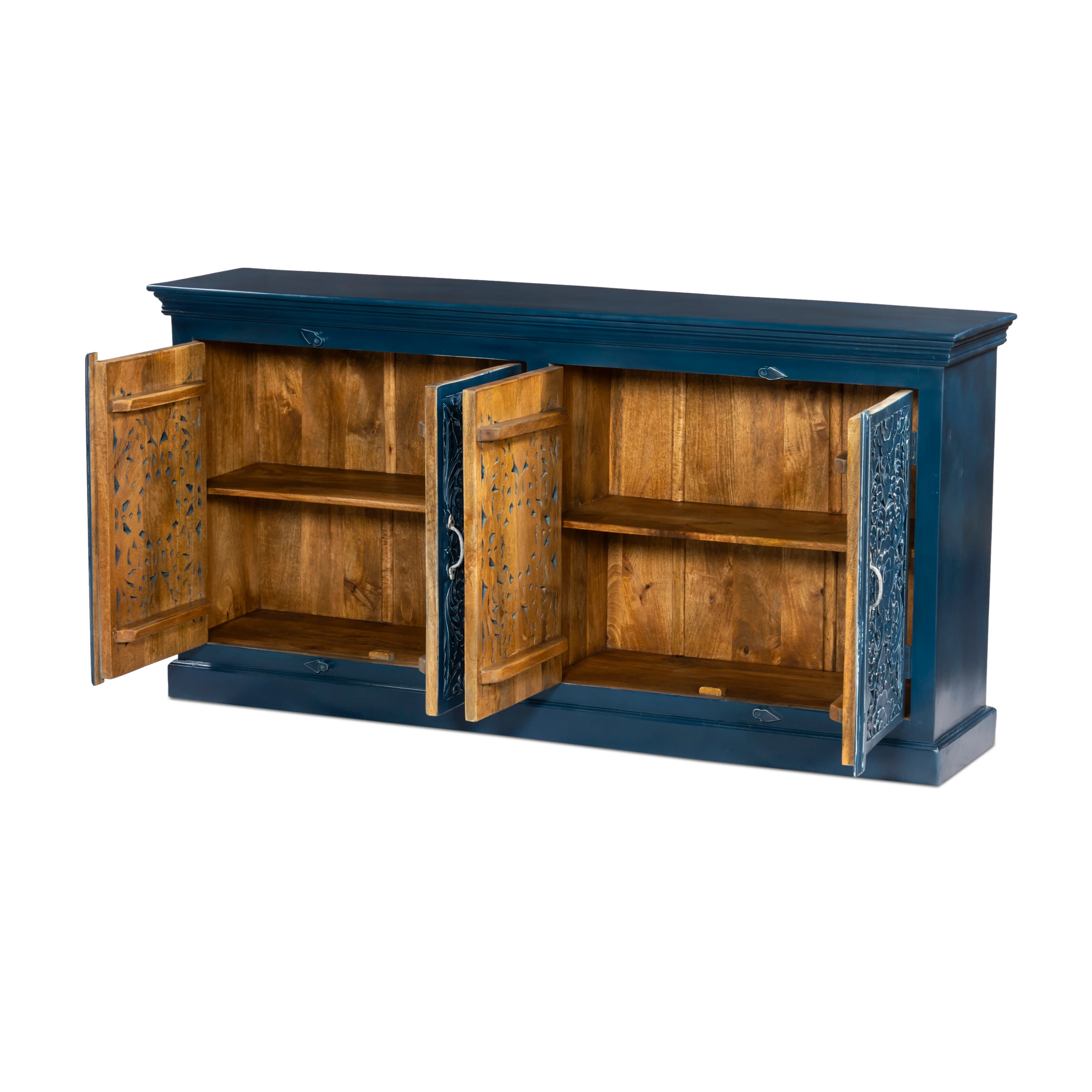 Handcrafted Solid Wood Sideboard, Indigo Blue Finish 150cm + 180cm - Image 10