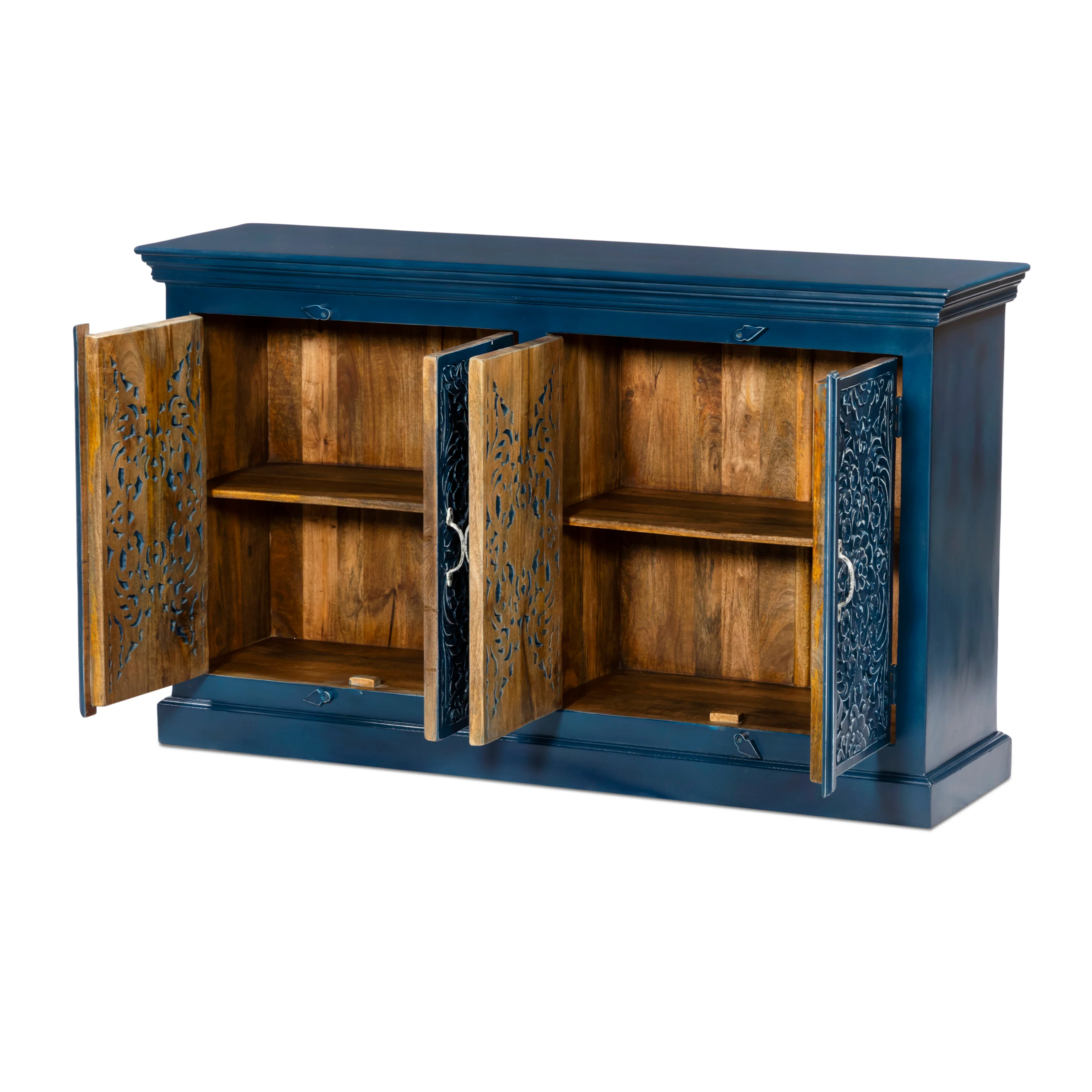 Handcrafted Solid Wood Sideboard, Indigo Blue Finish 150cm + 180cm - Image 6